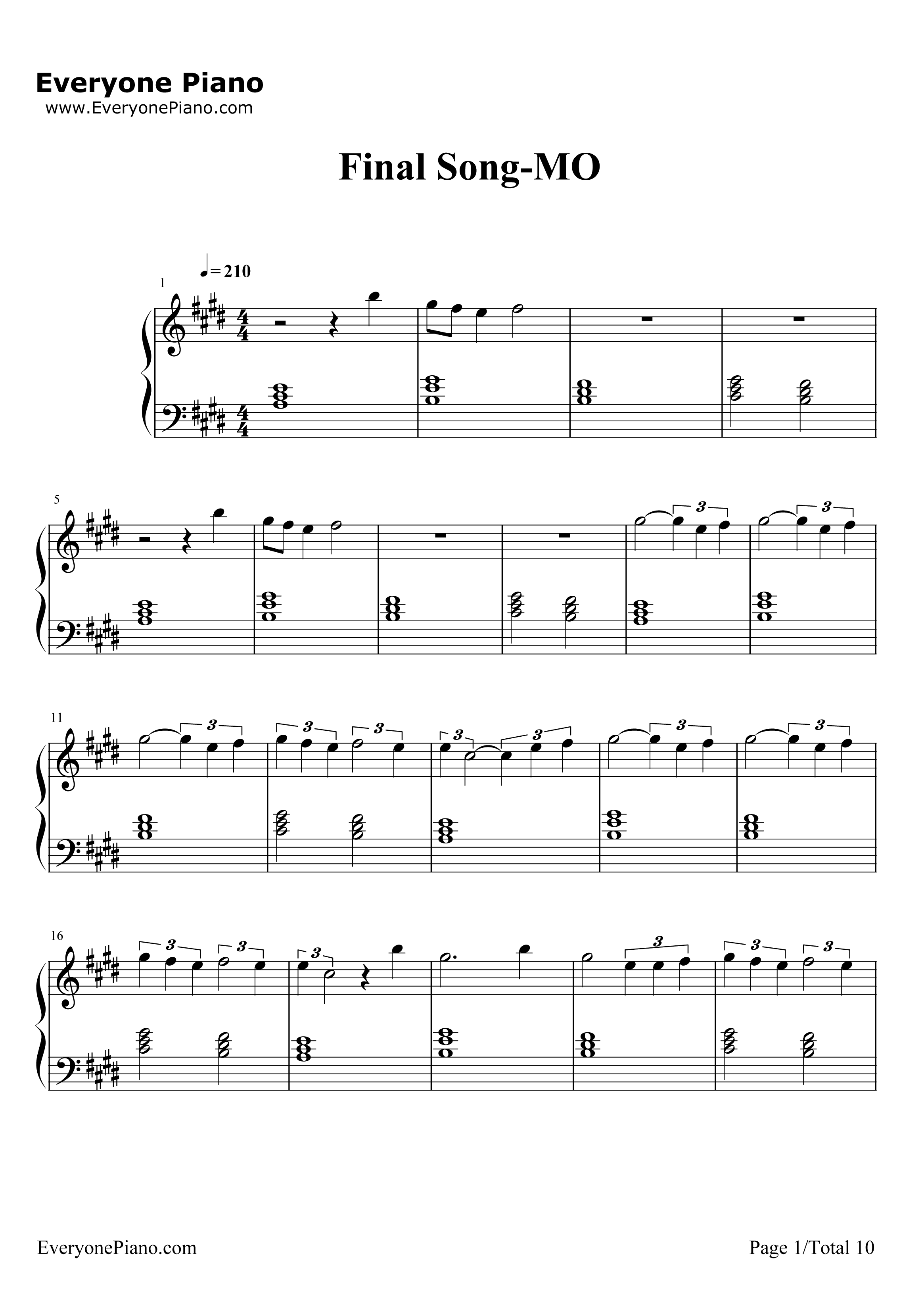 FinalSong钢琴谱-MO1
