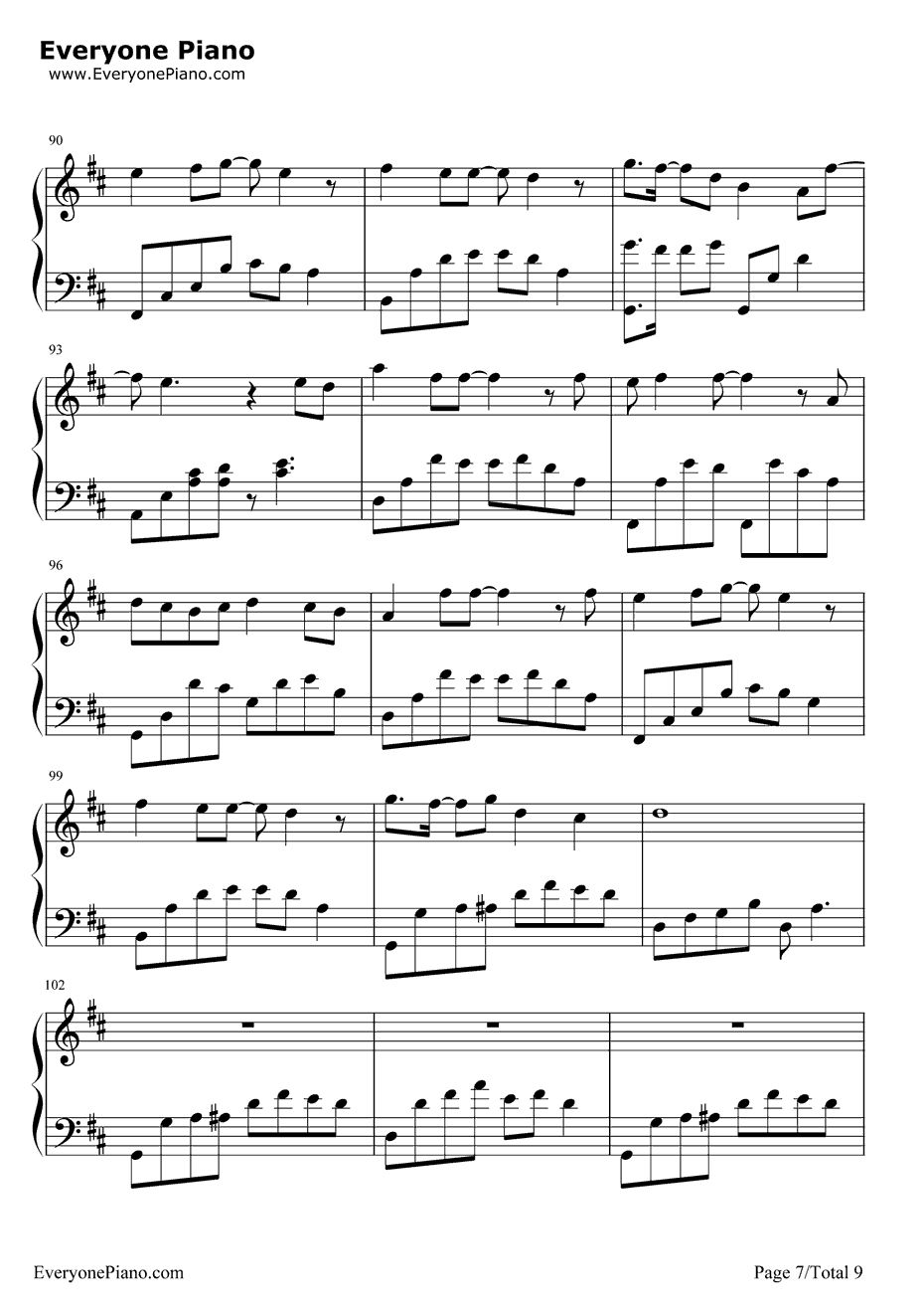 旋木钢琴谱-王菲7