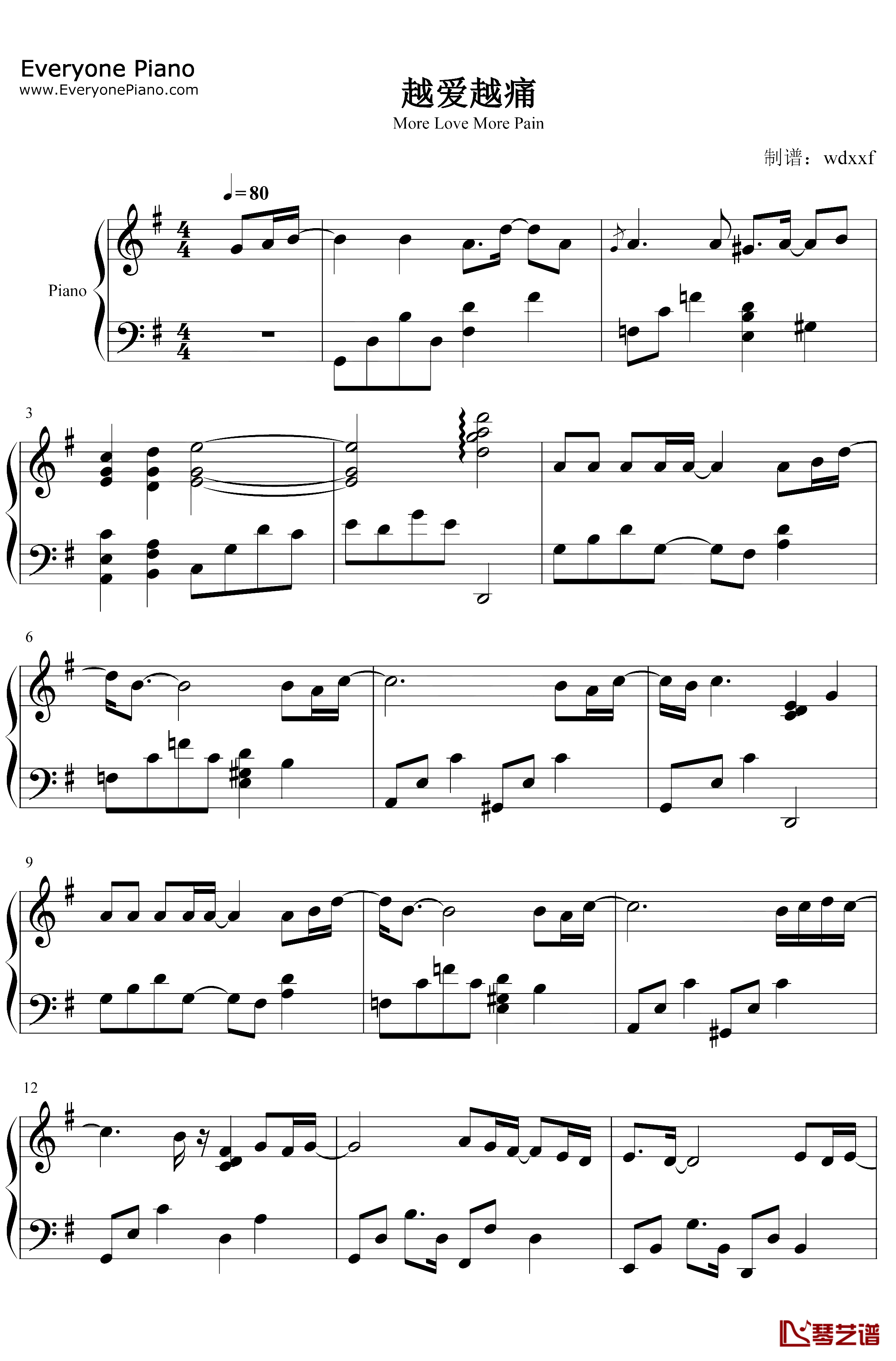 越爱越痛钢琴谱-皮拉瓦·山坡提拉-爱超越天际片头曲1