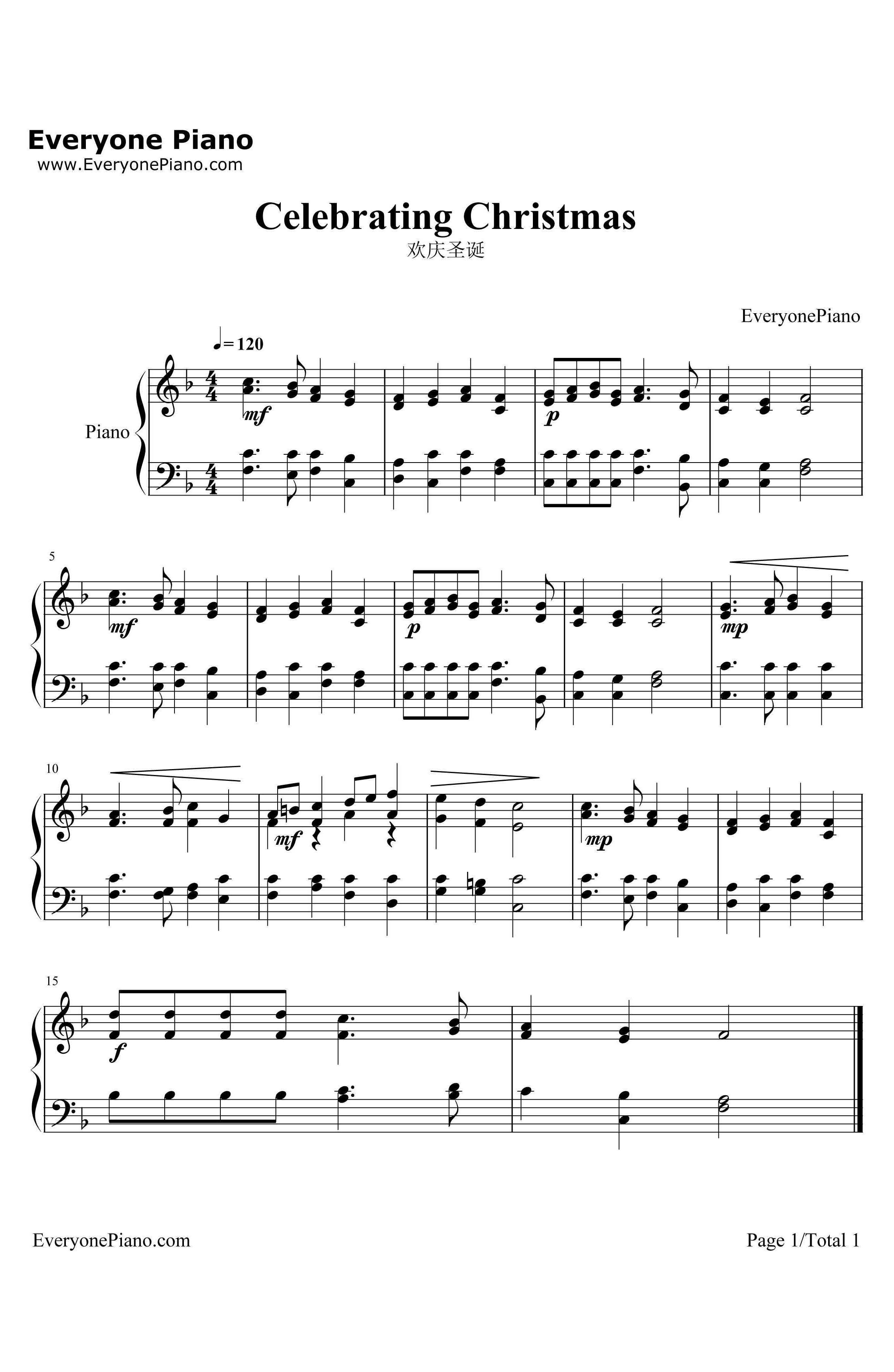 欢庆圣诞钢琴谱-圣诞歌曲1