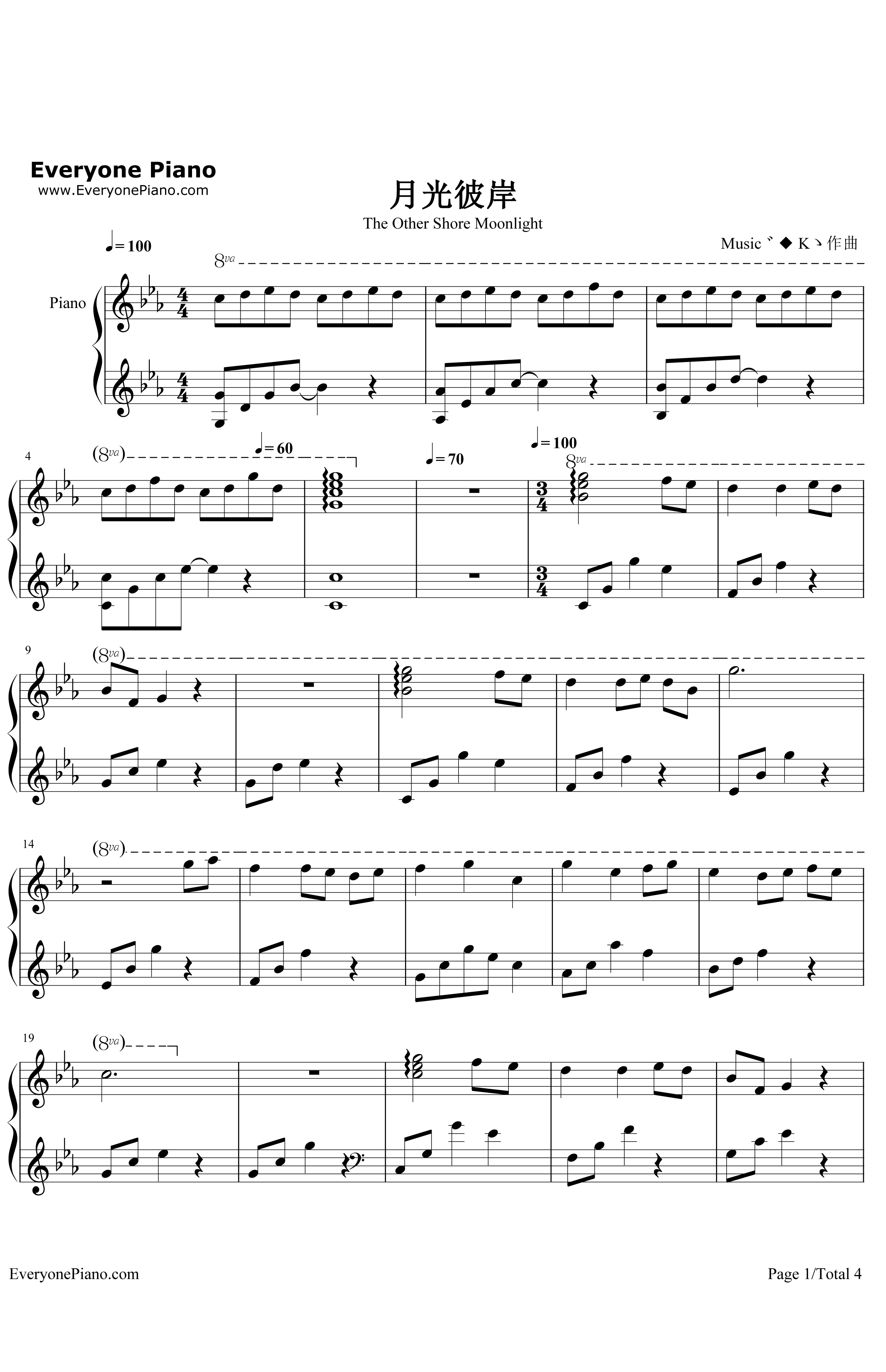 月光彼岸钢琴谱-Music゛◆Kゝ-原创音乐1