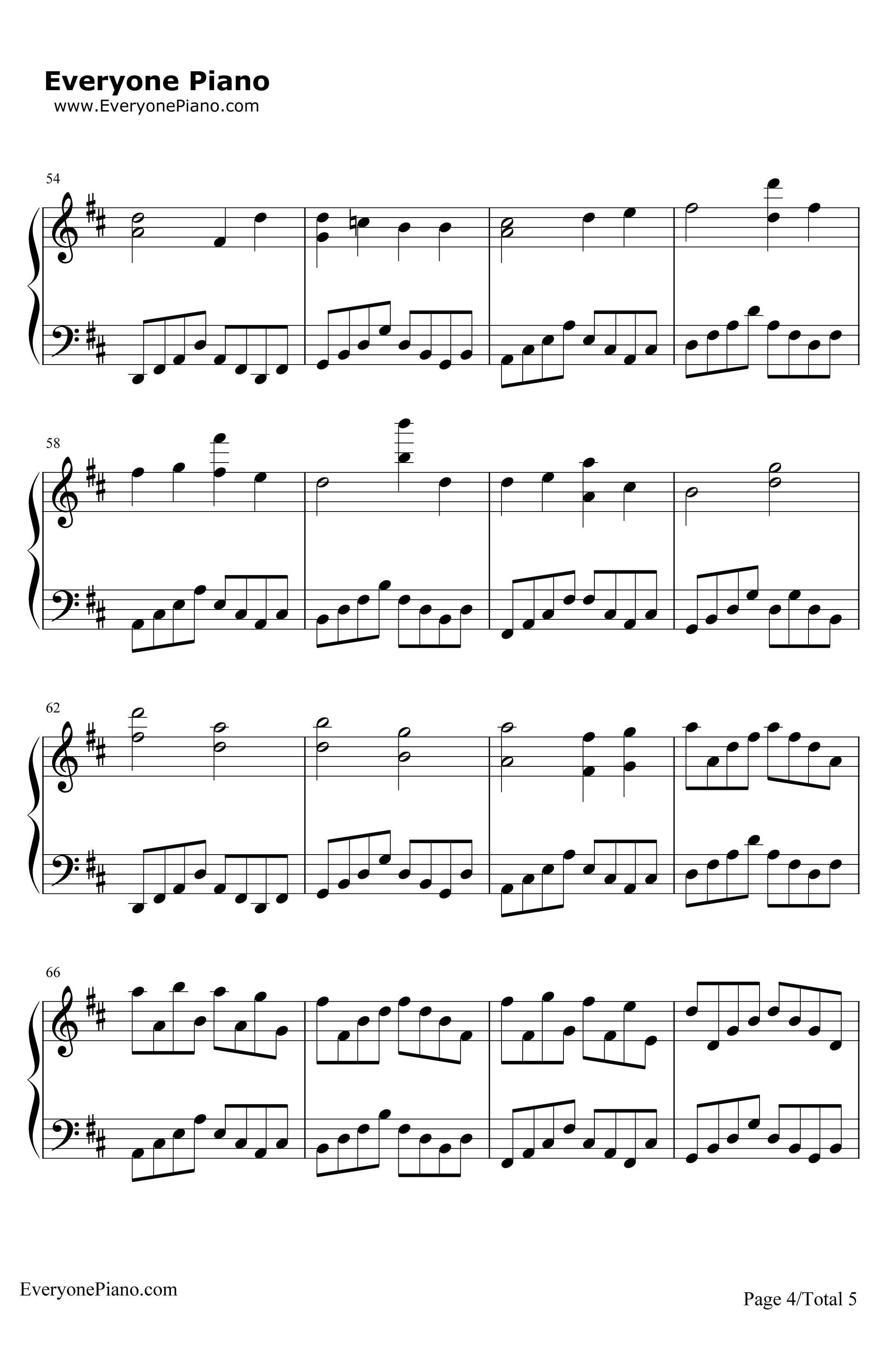 D大调卡农钢琴谱-帕赫贝尔4