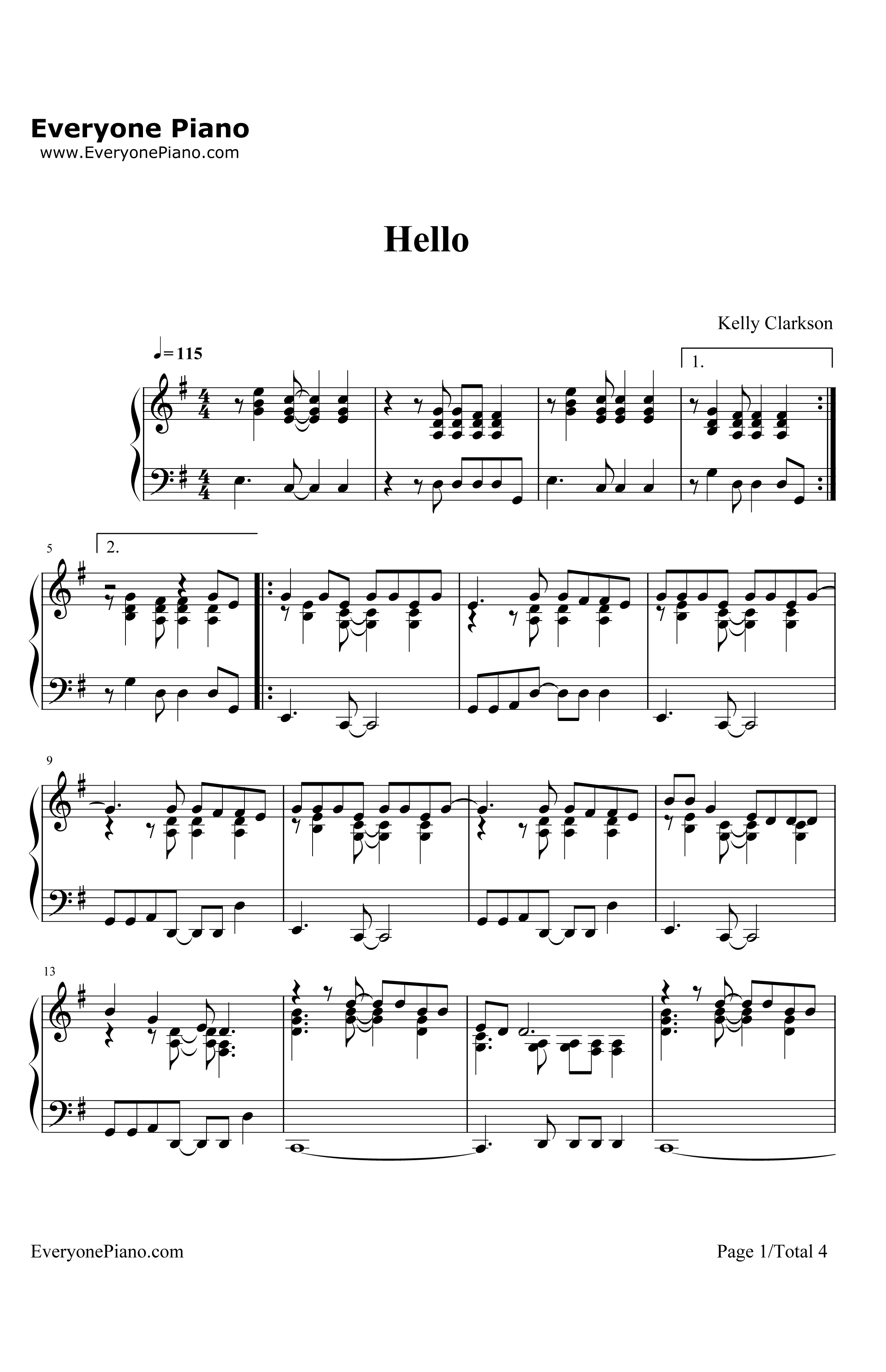 Hello钢琴谱-KellyClarkson1