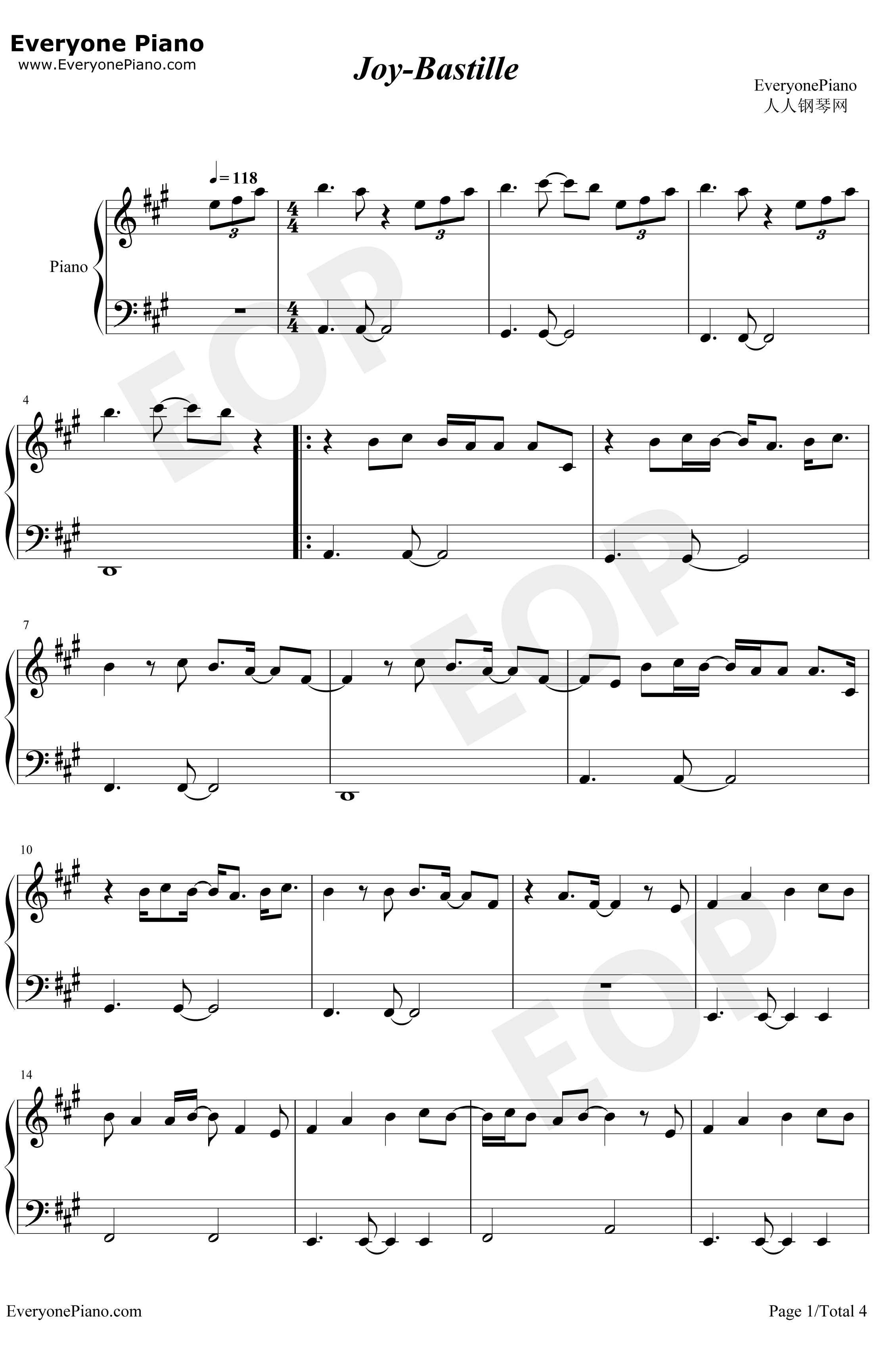 Joy钢琴谱-Bastille1
