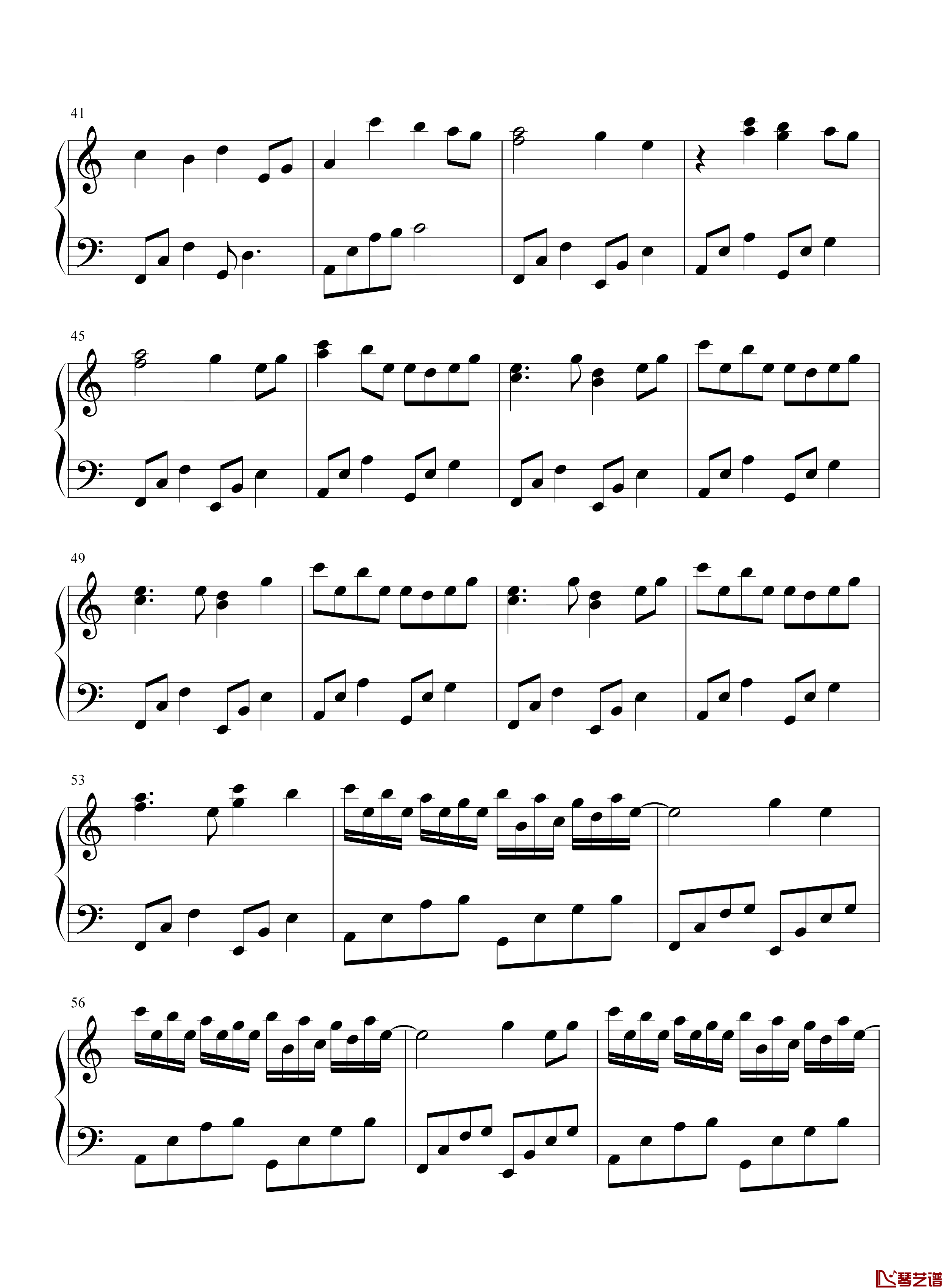江上清风游钢琴谱-C调简单版-变奏的梦想3