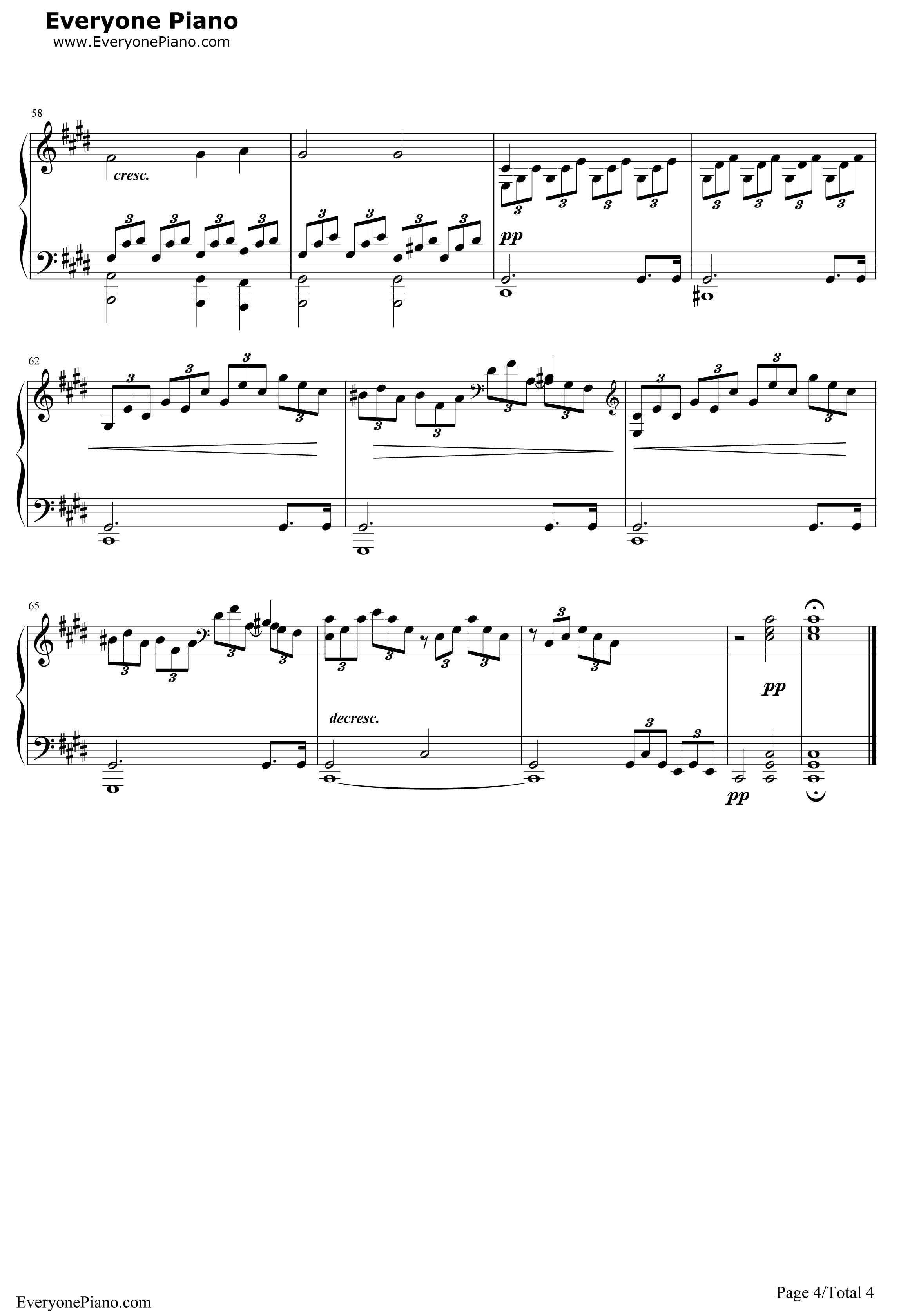月光奏鸣曲钢琴谱-贝多芬-第一乐章4