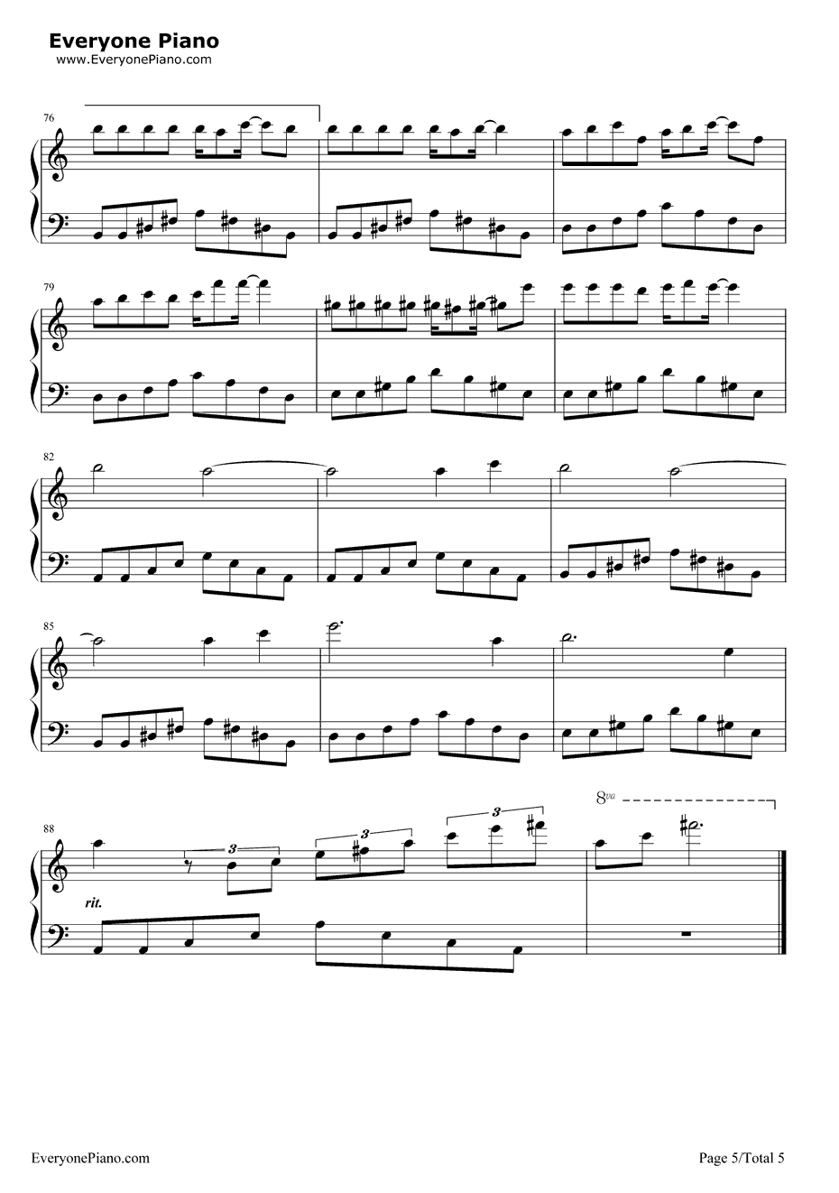 迷迭香钢琴谱-周杰伦5