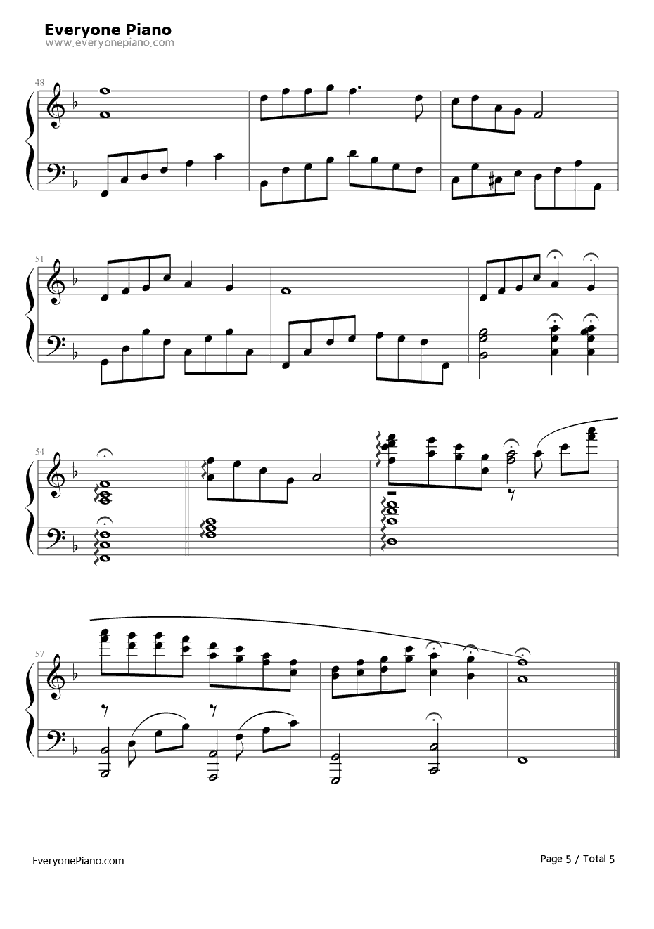 女人花完整版钢琴谱-梅艳芳-东方母亲主题曲5
