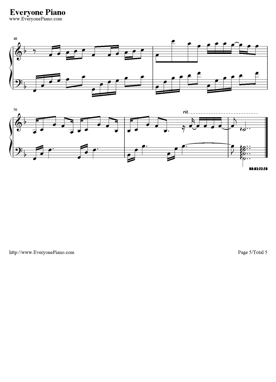 手语钢琴谱-周杰伦5