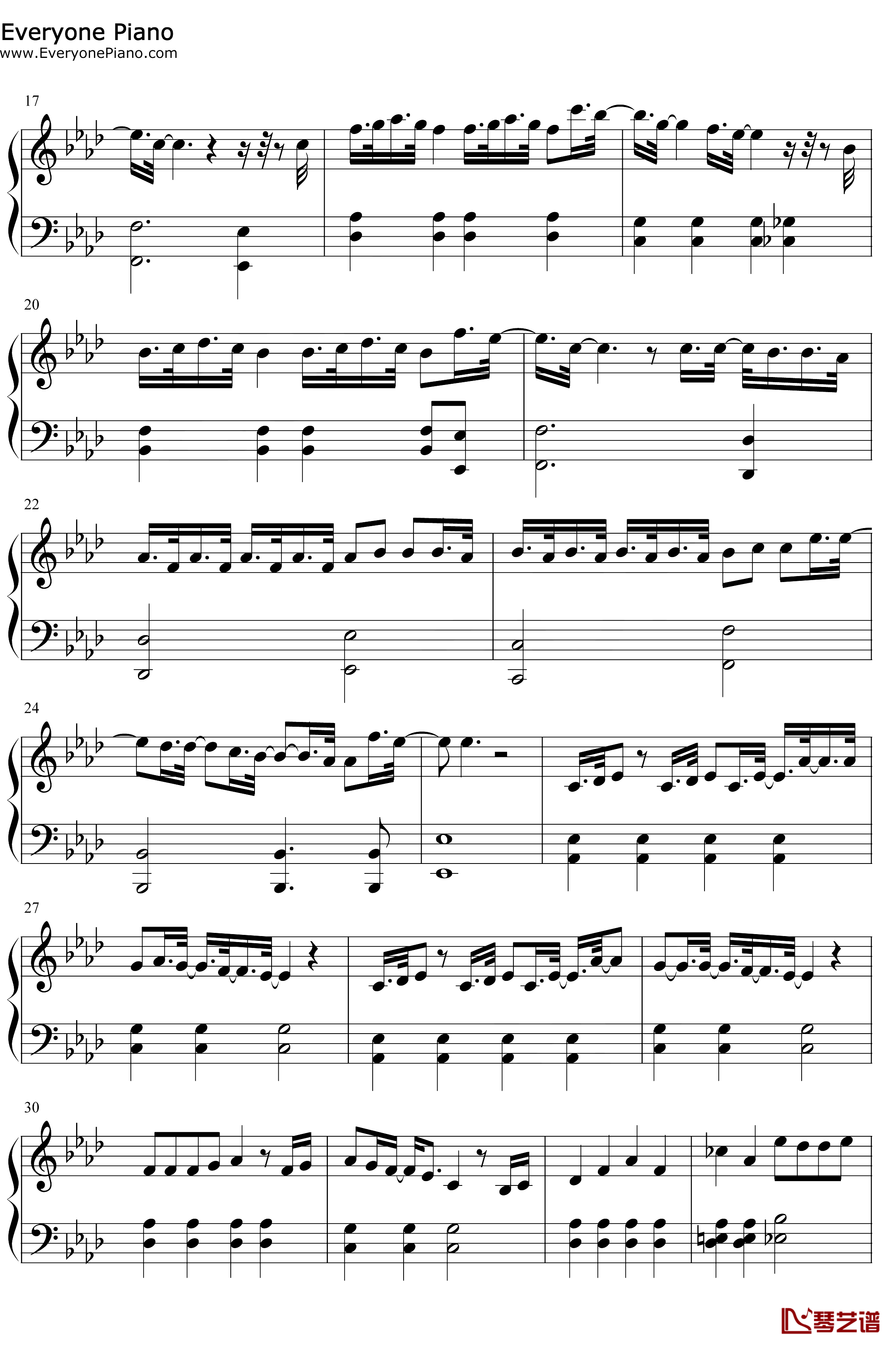 复杂钢琴谱-张大仙-能听见的心路历程-张大仙2