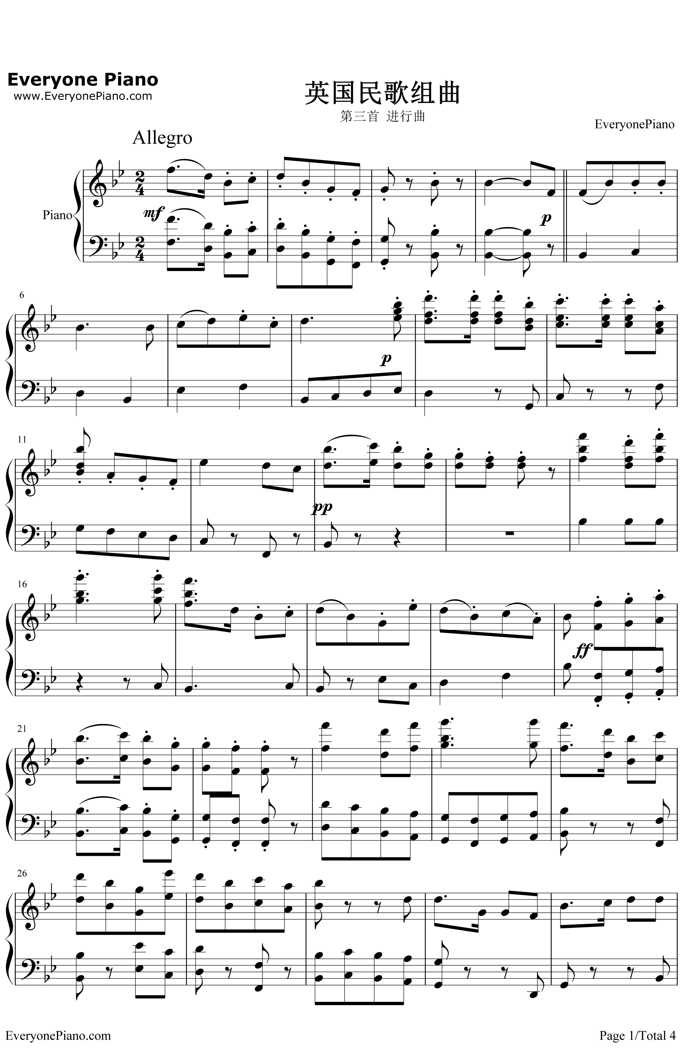 英国民歌组曲钢琴谱-沃恩·威廉斯1