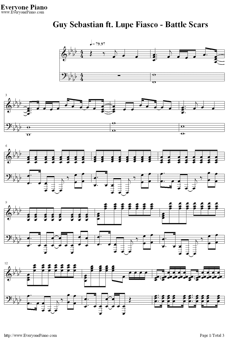 BattleScars钢琴谱-GuySebastianft.LupeFiasco1