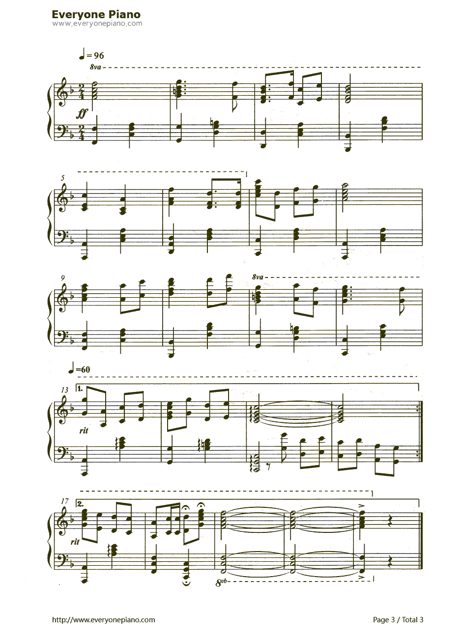 我的祖国钢琴谱-郭兰英-《上甘岭》主题曲3