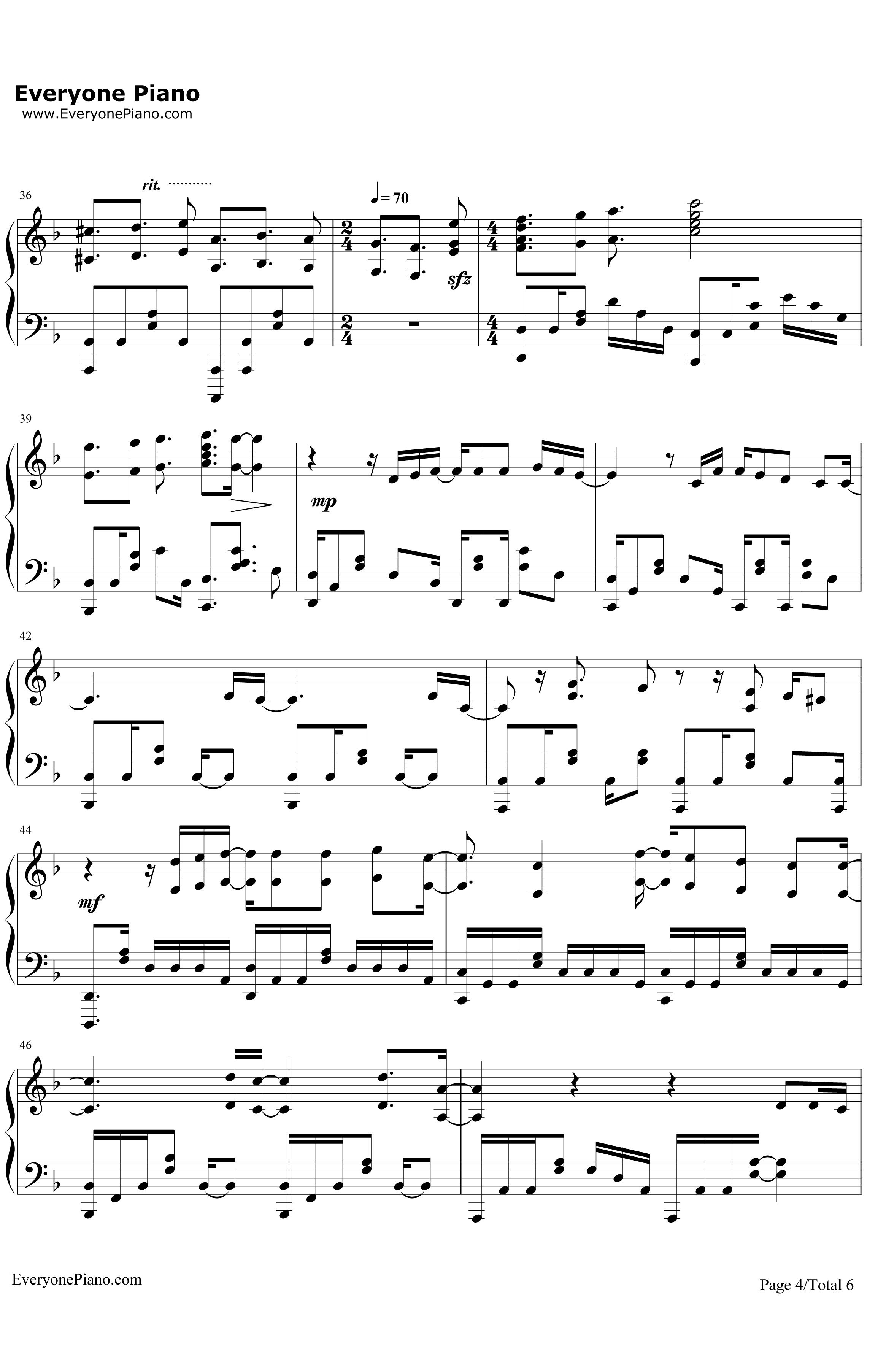 Medley钢琴谱-Aimer-FateHollowAtaraxiaOP4
