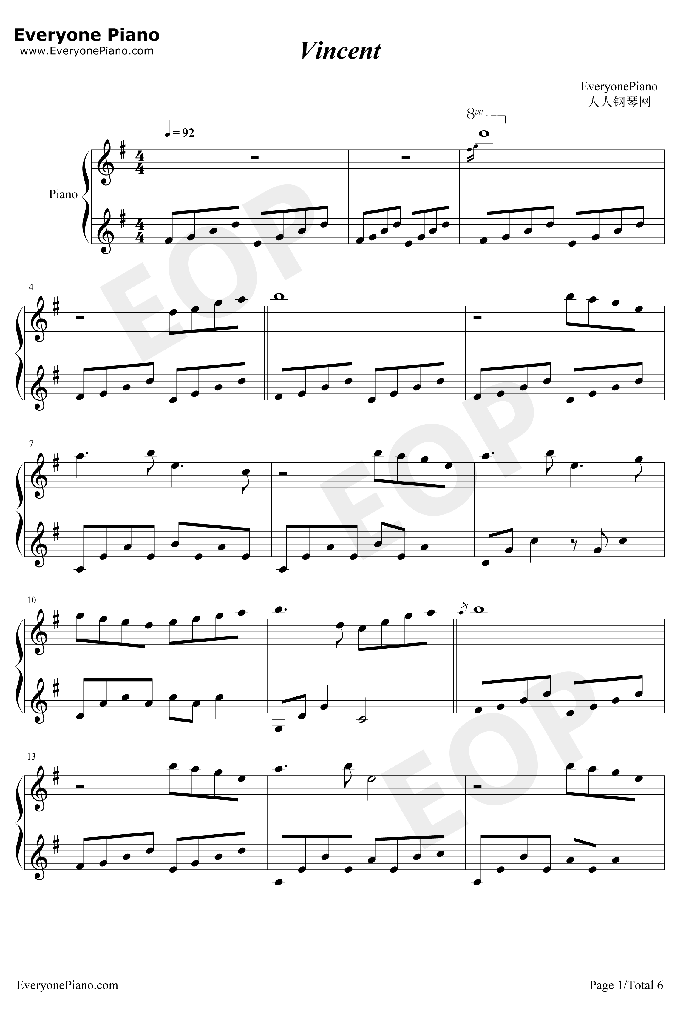 Vincent钢琴谱-Don McLean1
