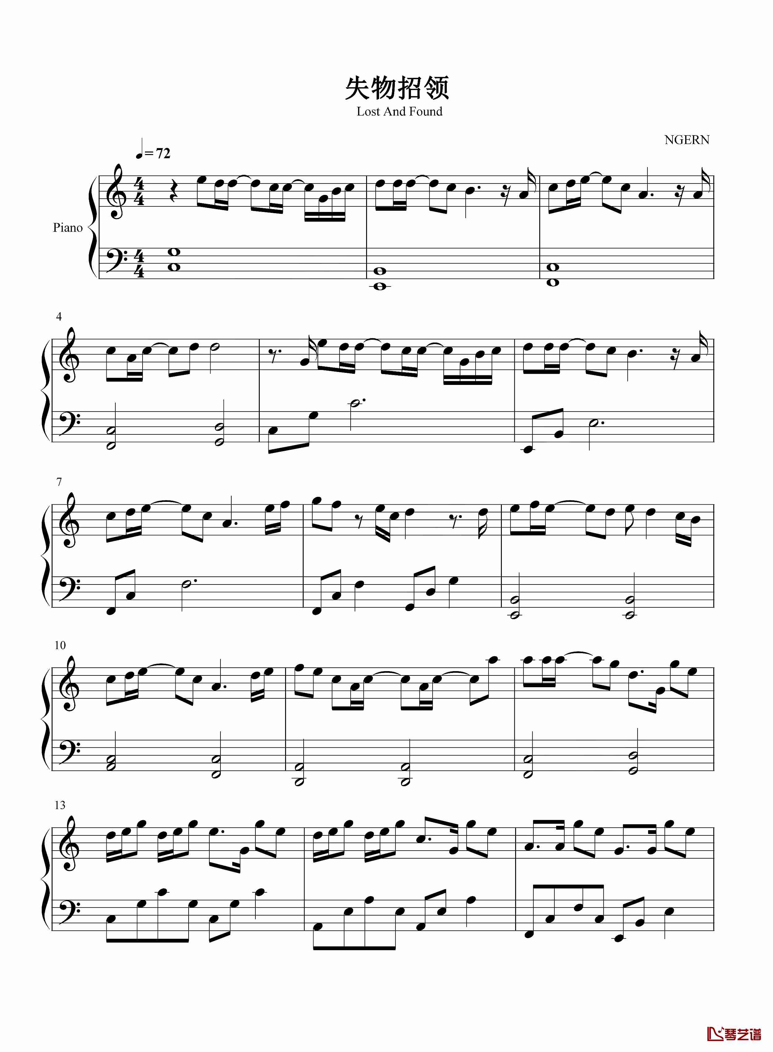 失物招领钢琴谱-蔡健雅《以年为单位的恋爱情感》主题曲-道出最真实细腻的爱情百态1