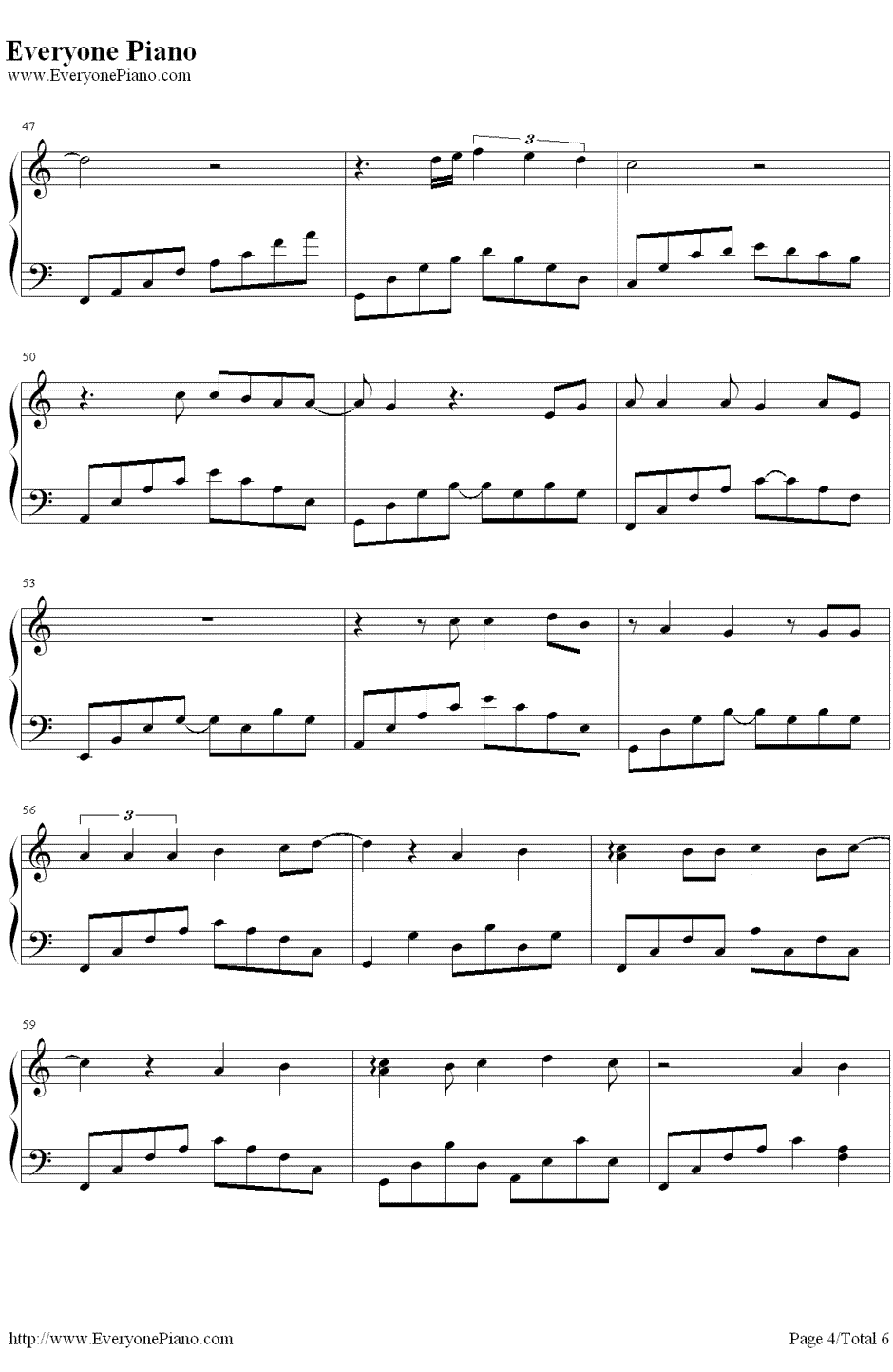 直到世界的尽头钢琴谱-织田哲郎-《灌篮高手》片尾曲4