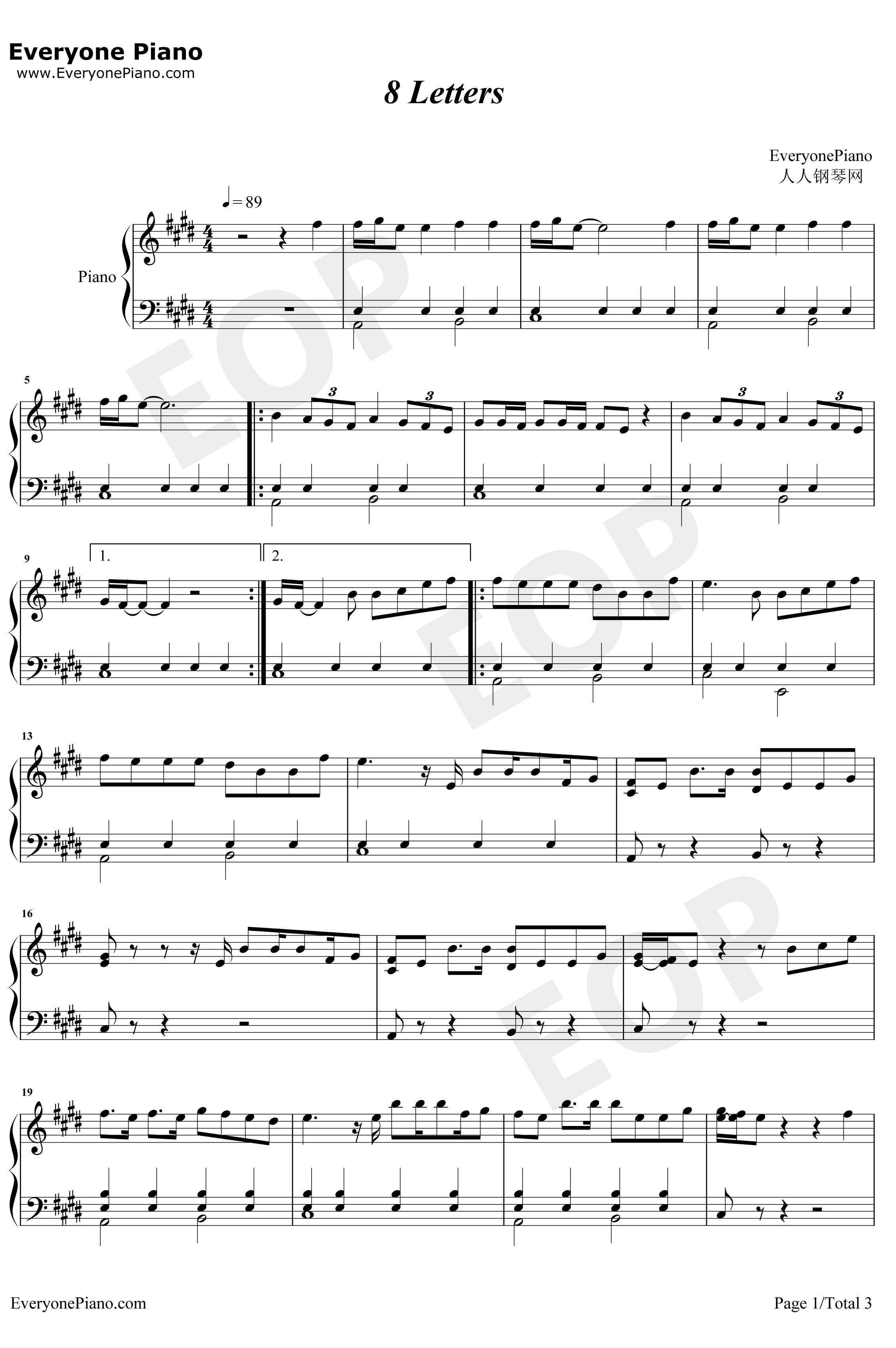 8Letters钢琴谱-WhyDon'tWe1