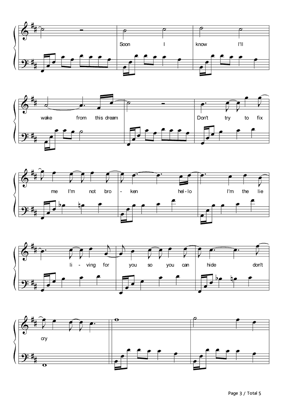 Hello钢琴谱-Evanescence3