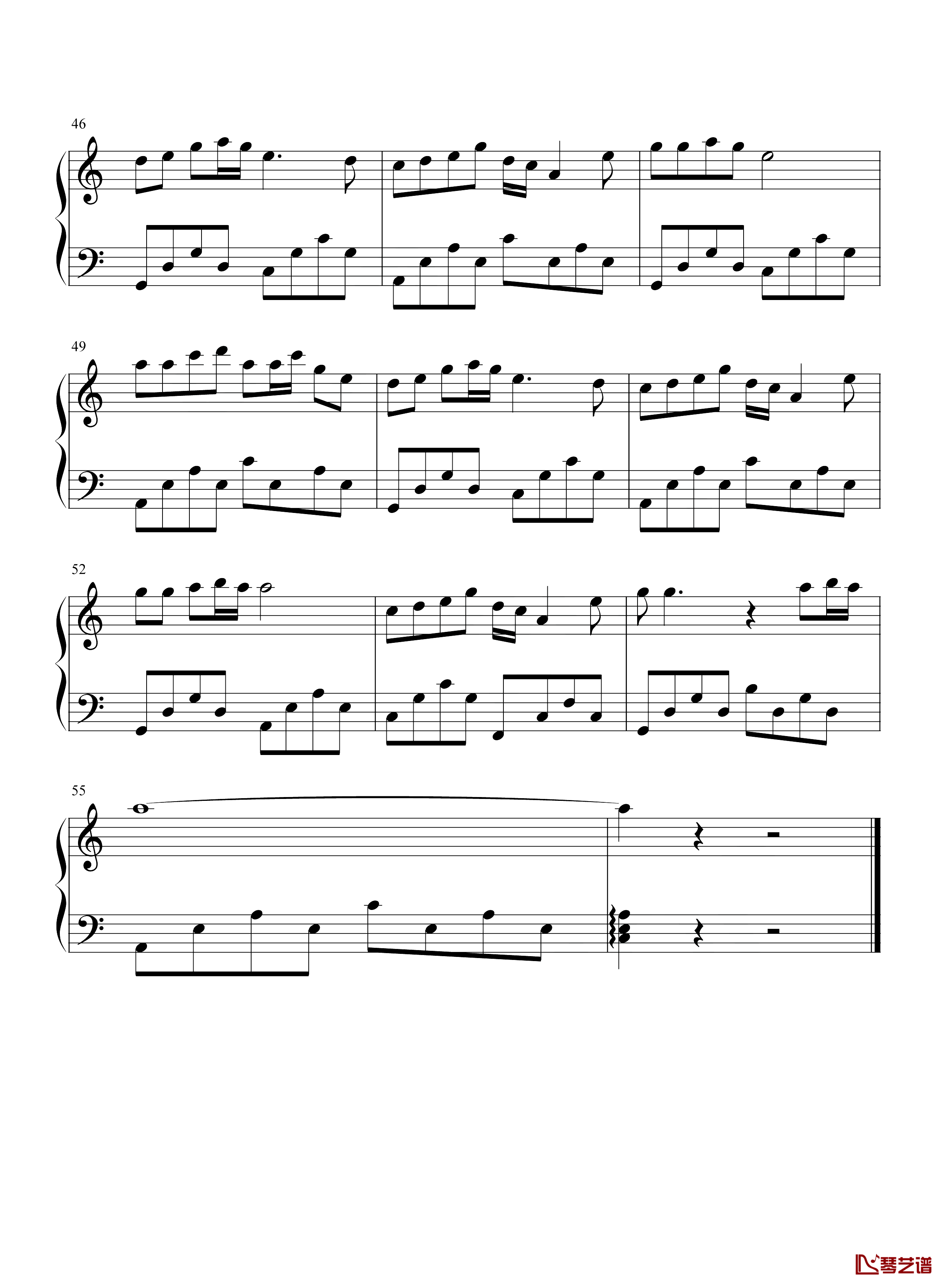 玛尼情歌钢琴谱-上官红燕-C调简单版4