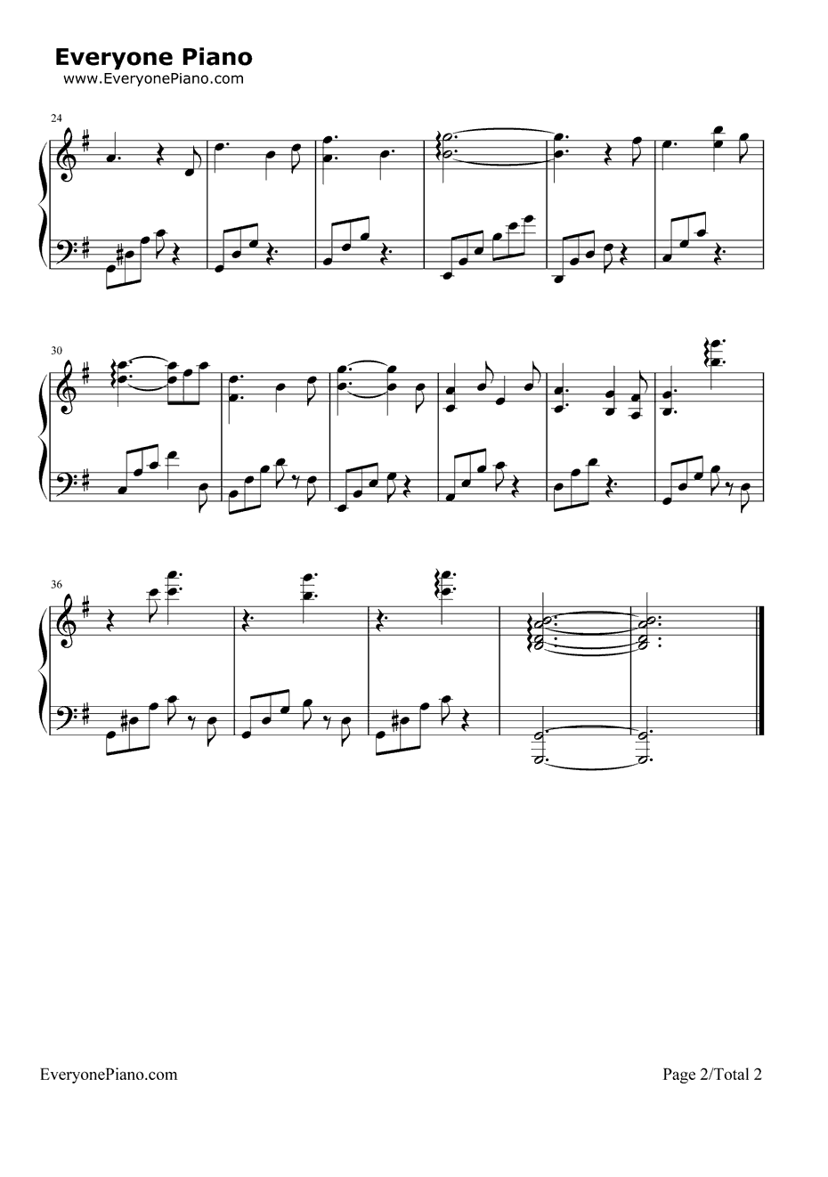 天台的月光钢琴谱-周杰伦-《天台爱情》插曲2