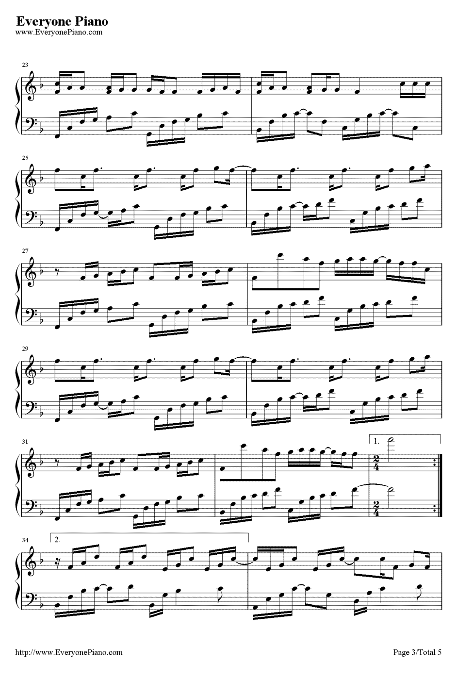 手语钢琴谱-周杰伦3