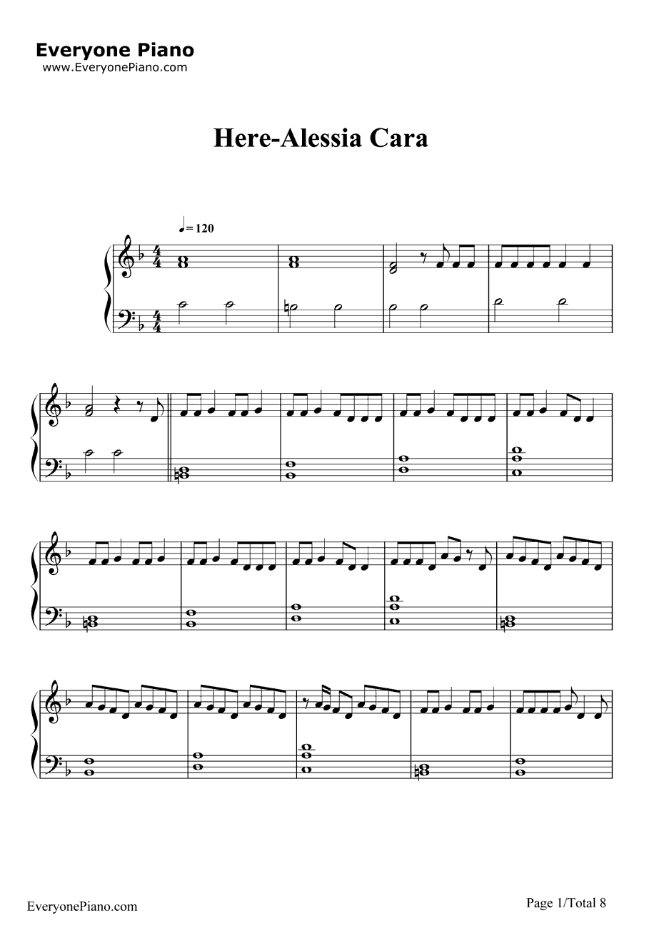 Here钢琴谱-AlessiaCara1