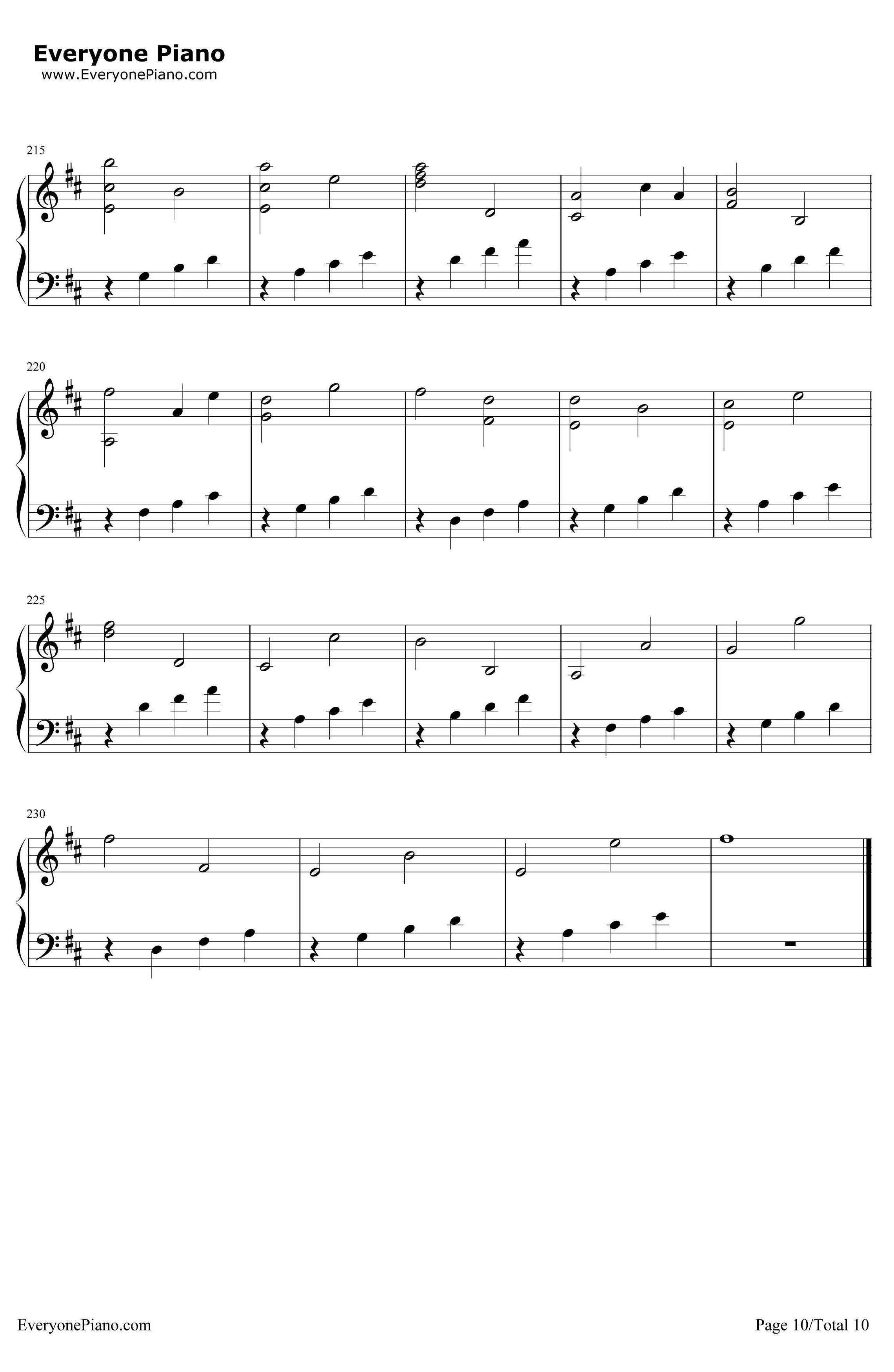 D大调卡农原版钢琴谱-约翰·帕赫贝尔10