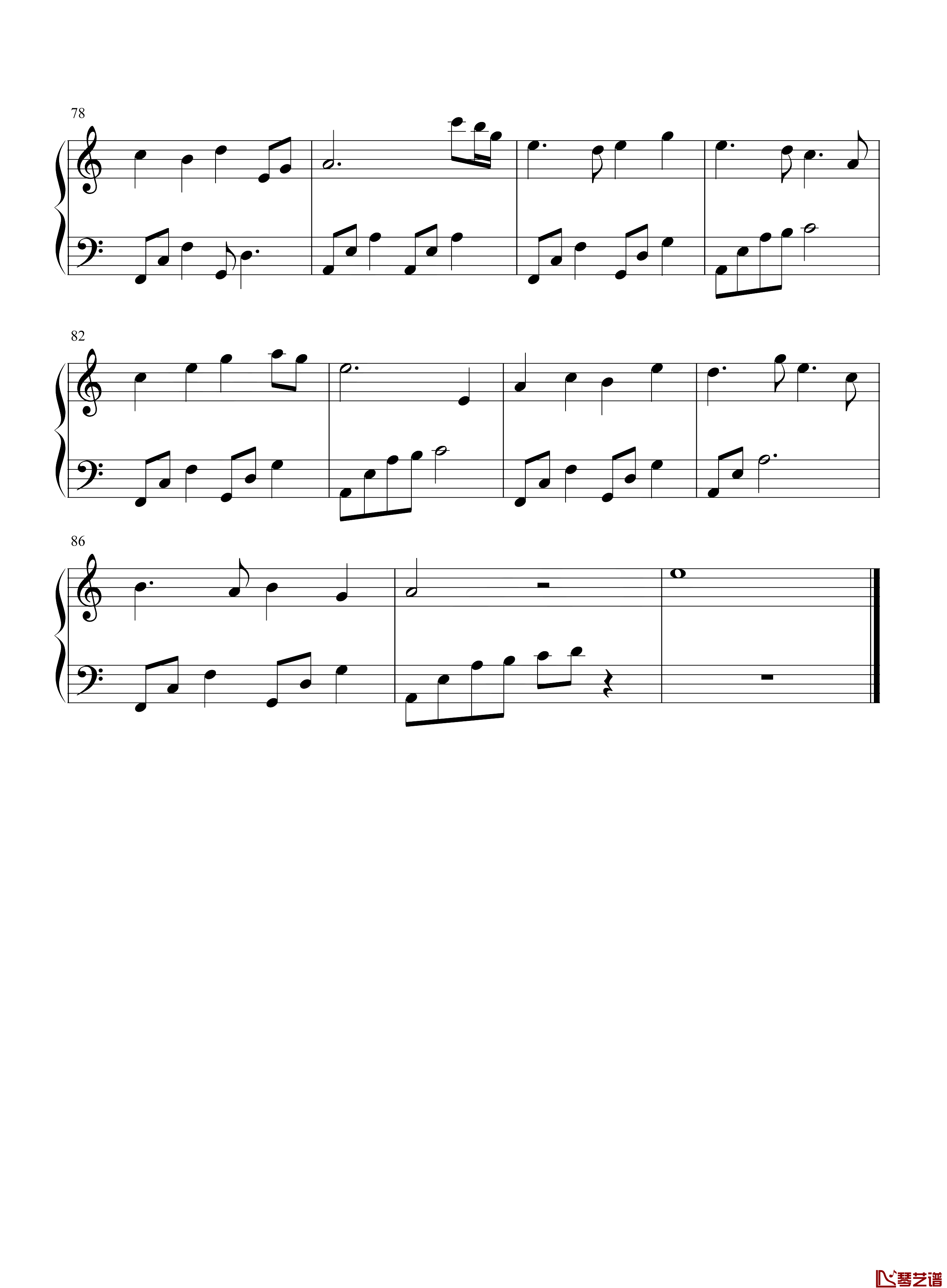 江上清风游钢琴谱-C调简单版-变奏的梦想5