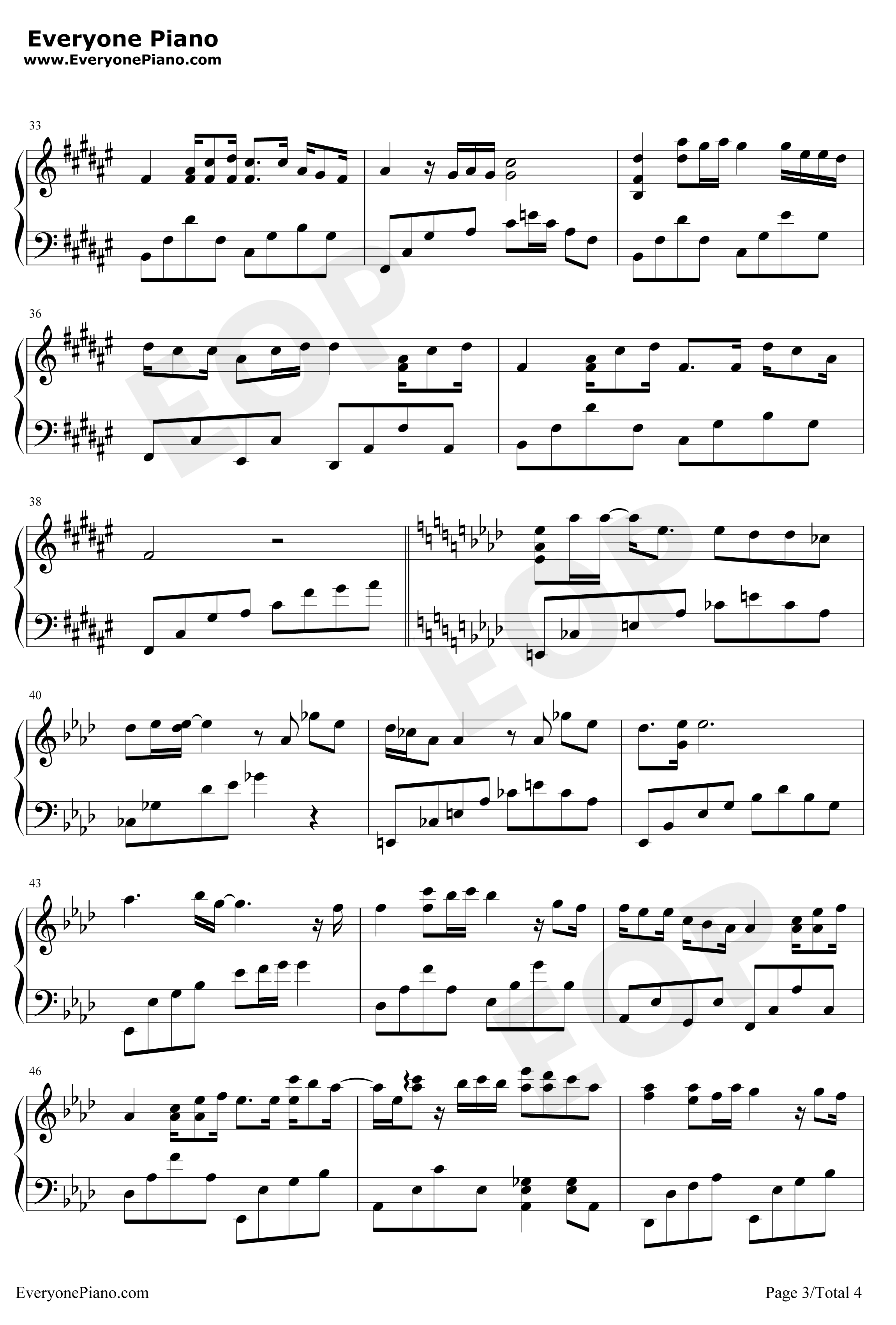 我的歌声里钢琴谱-曲婉婷-唯美简单版3