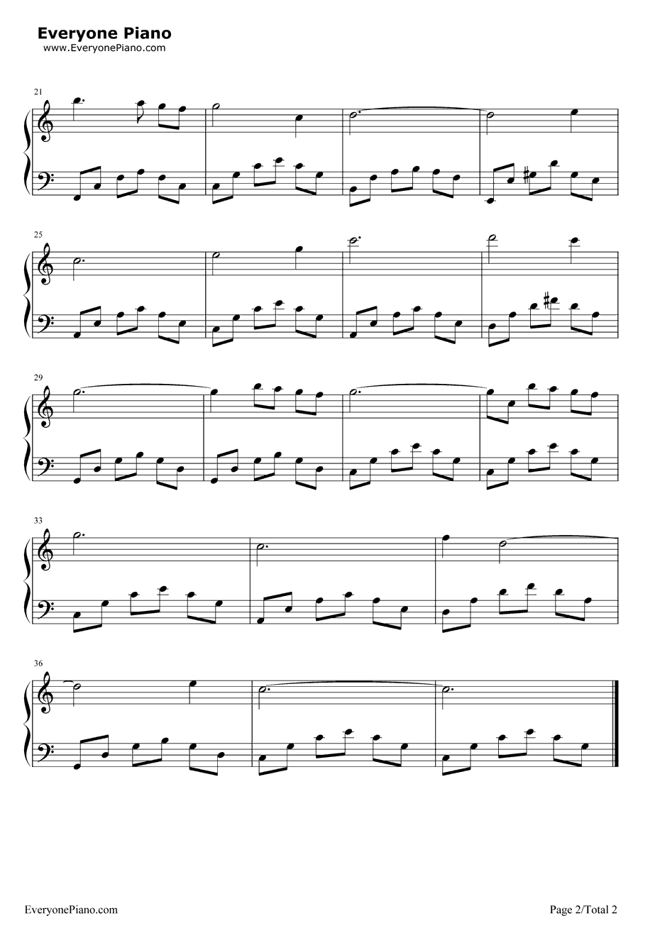 月亮河钢琴谱-奥黛丽•赫本-简单版-蒂凡尼的早餐OST2