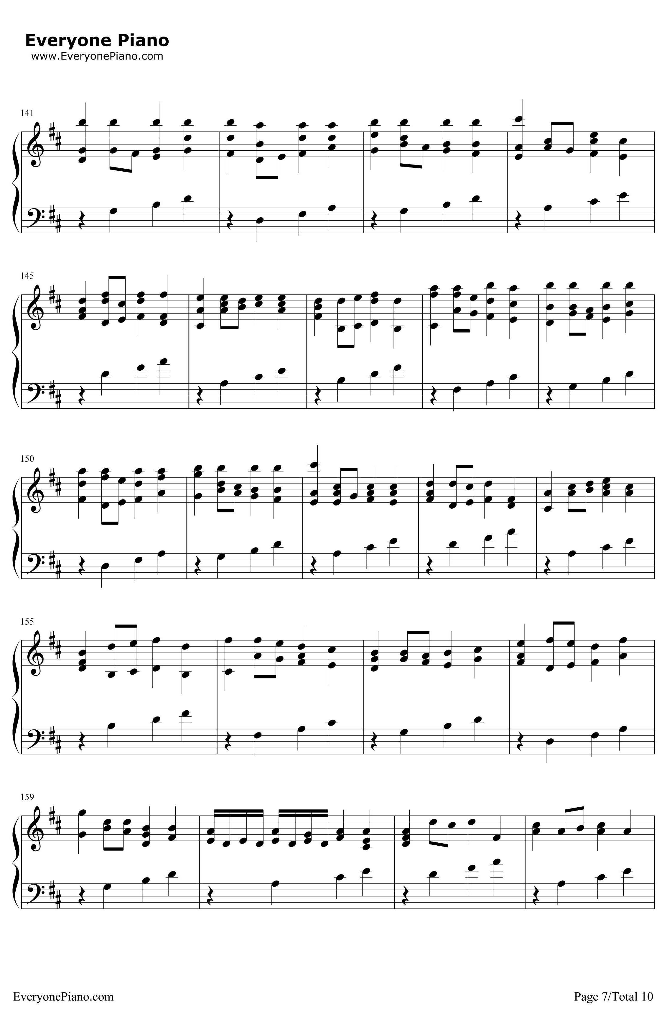D大调卡农原版钢琴谱-约翰·帕赫贝尔7