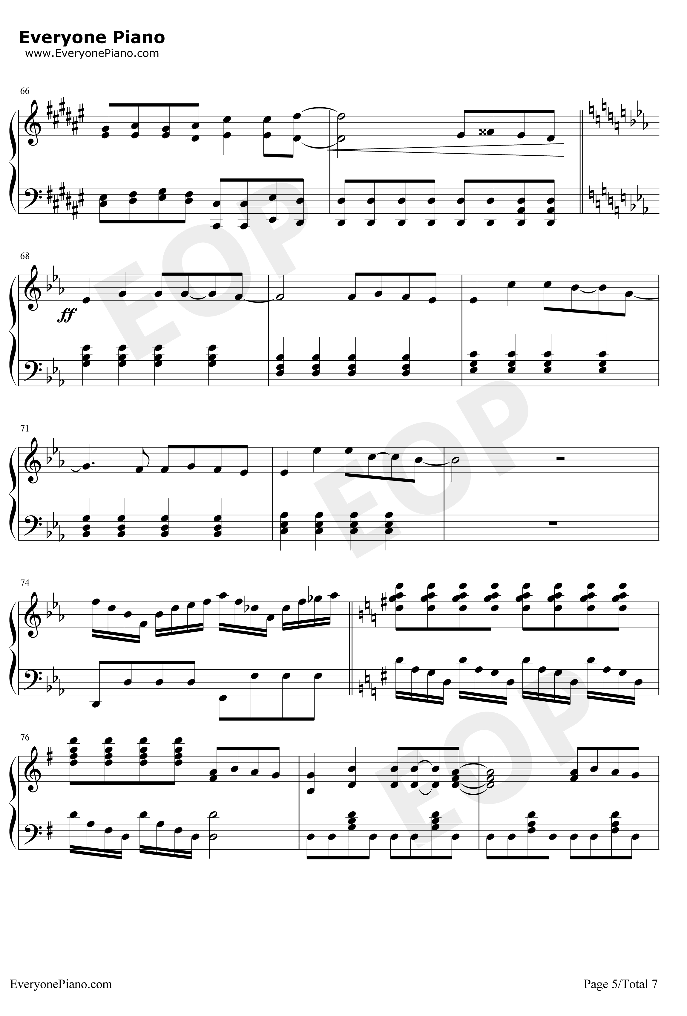 奔跑钢琴谱-羽泉5