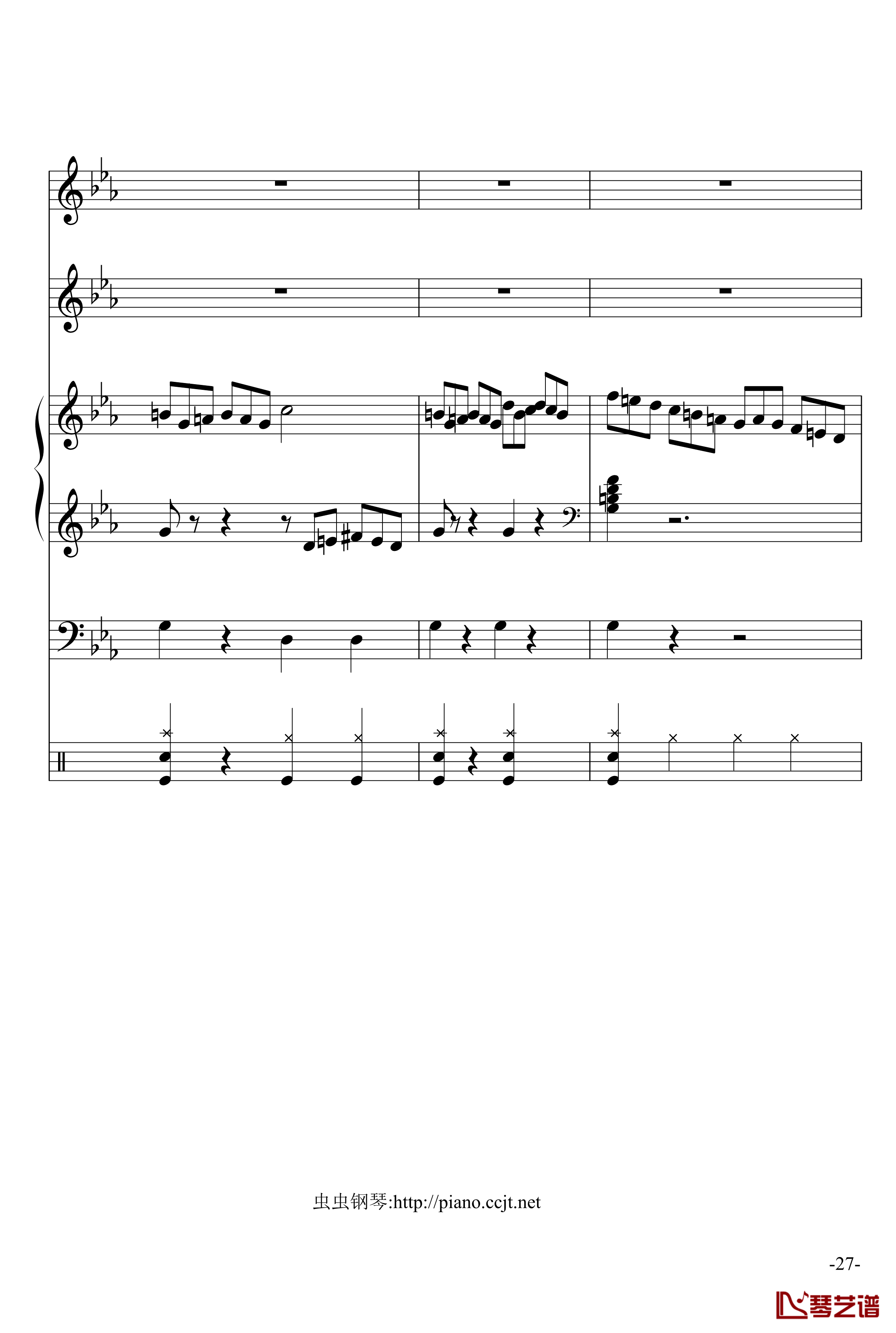 悲怆奏鸣曲钢琴谱-加小乐队-贝多芬-beethoven27