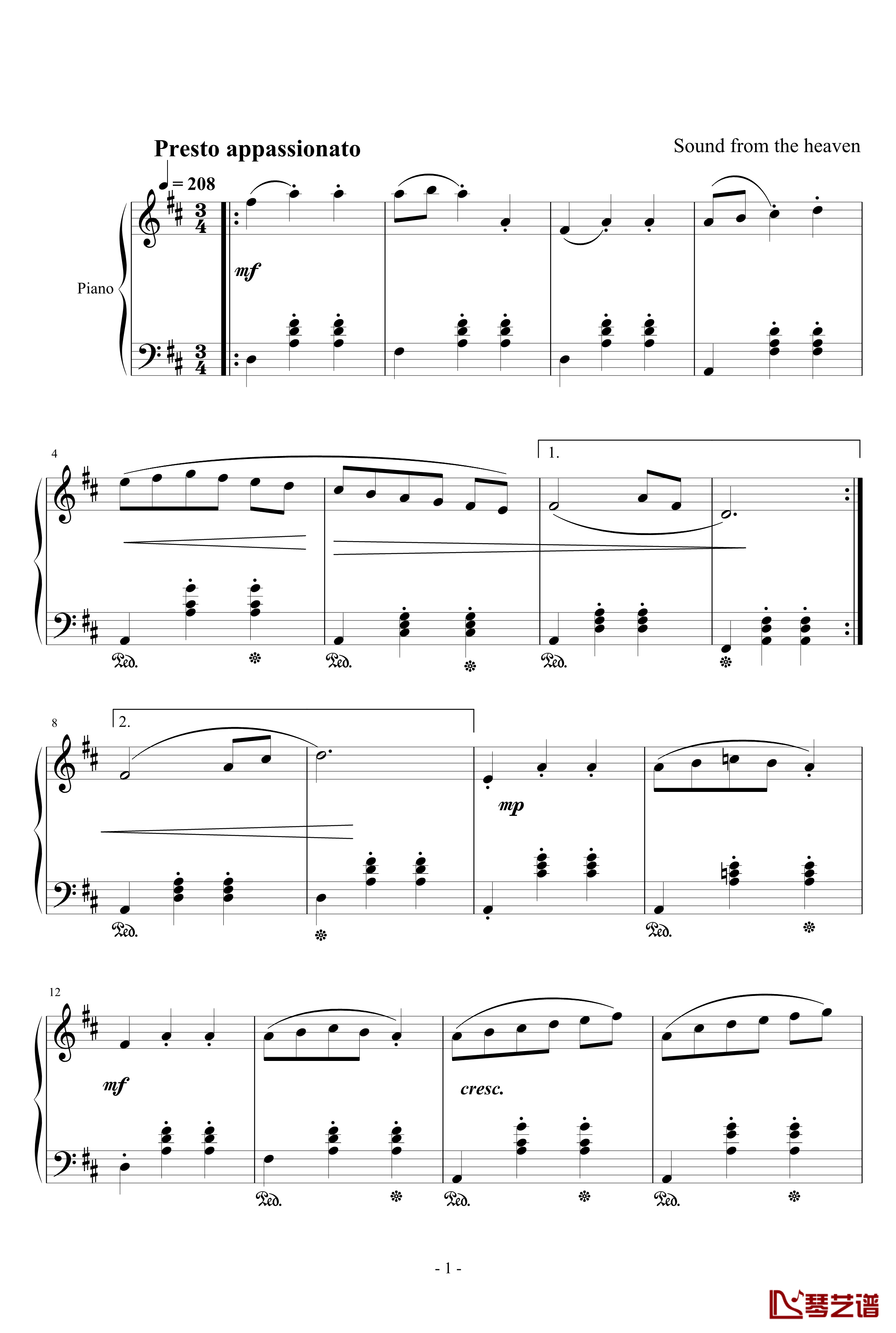 舞曲钢琴谱-天籁传声1