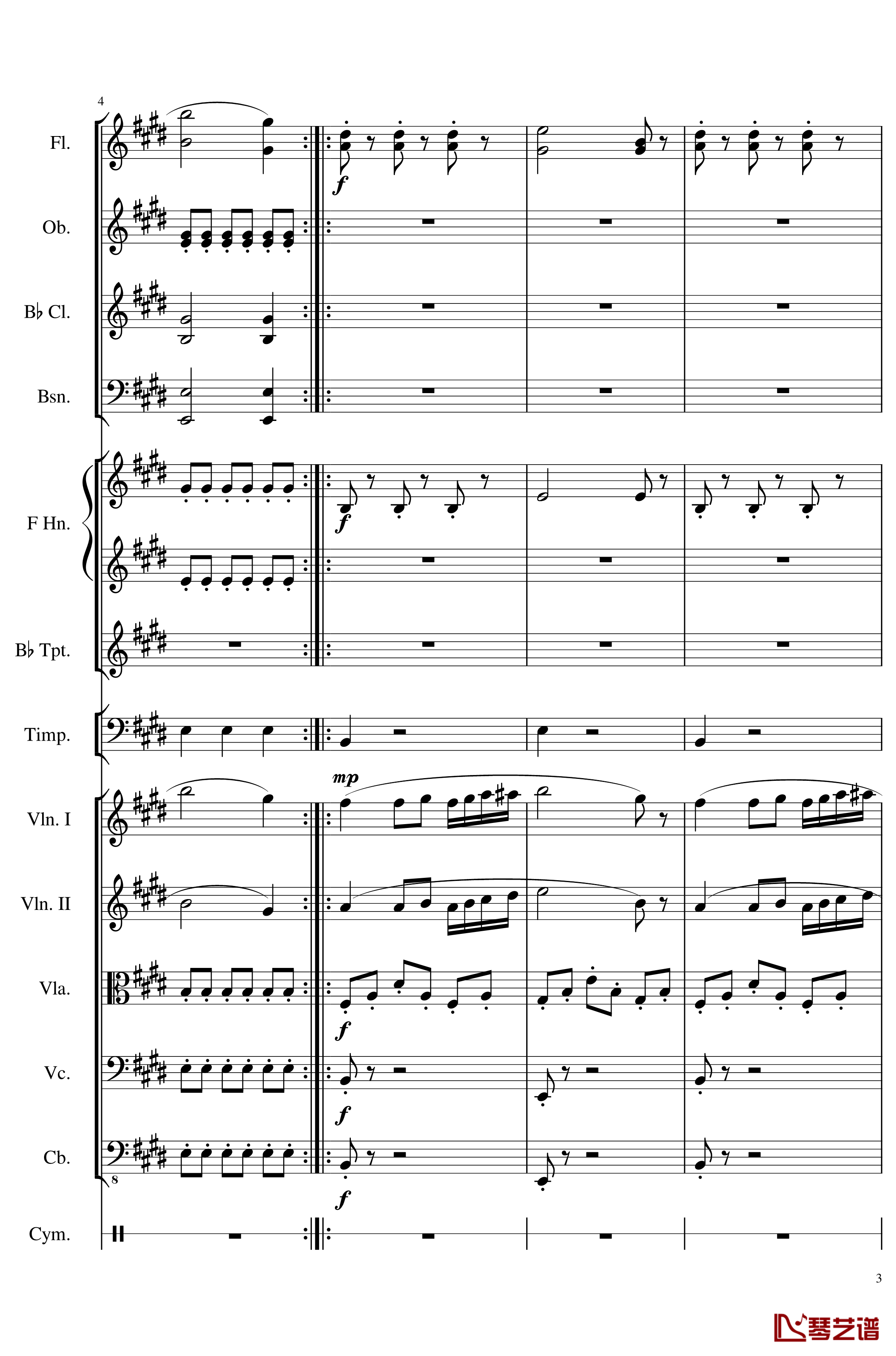4 Contredanse for Chamber Orchestra, Op.120钢琴谱-No.3-一个球3