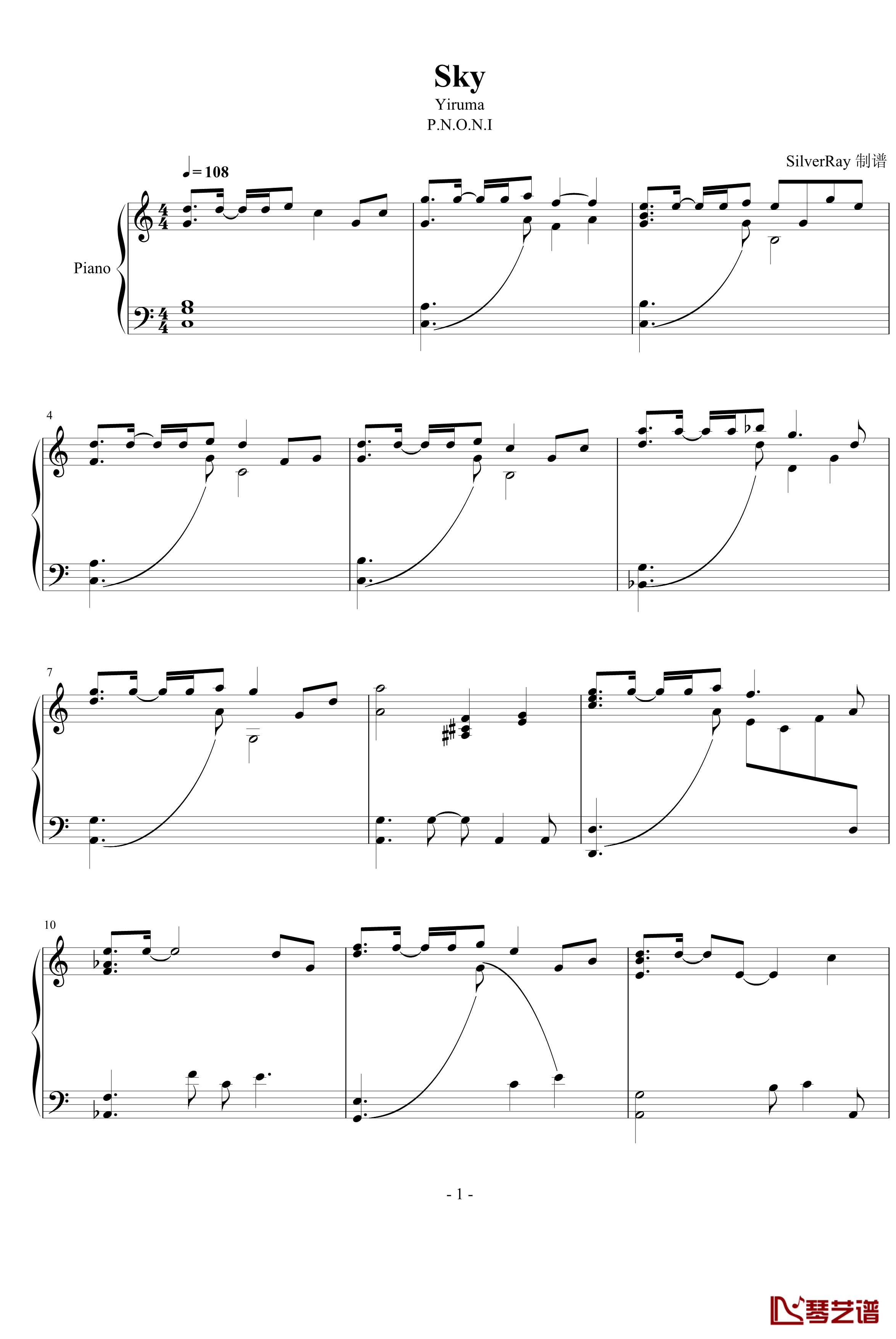 Sky钢琴谱-Yiruma1