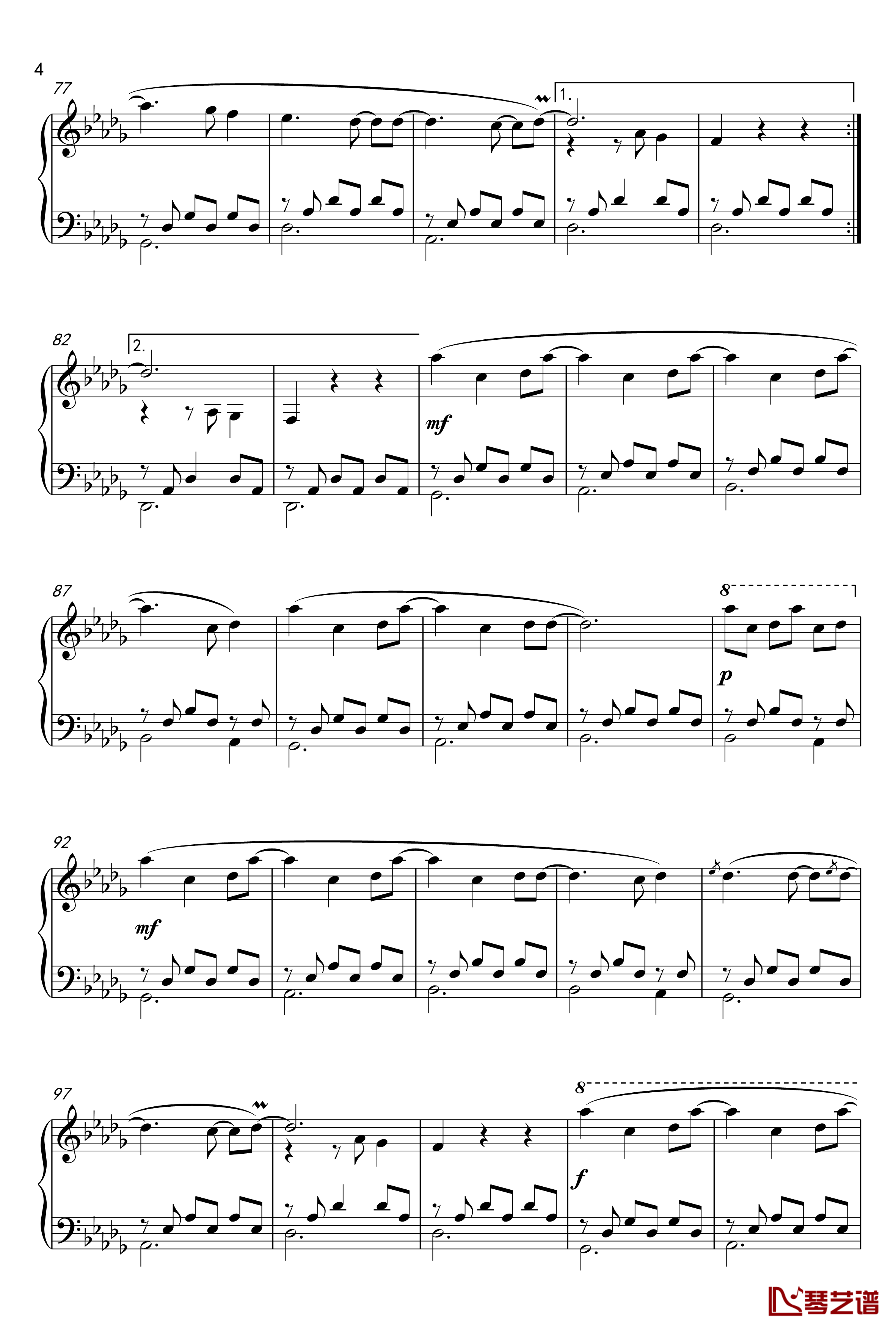 Turning钢琴谱-Piano Solo-流转起舞-钢琴版-班得瑞-Bandari4