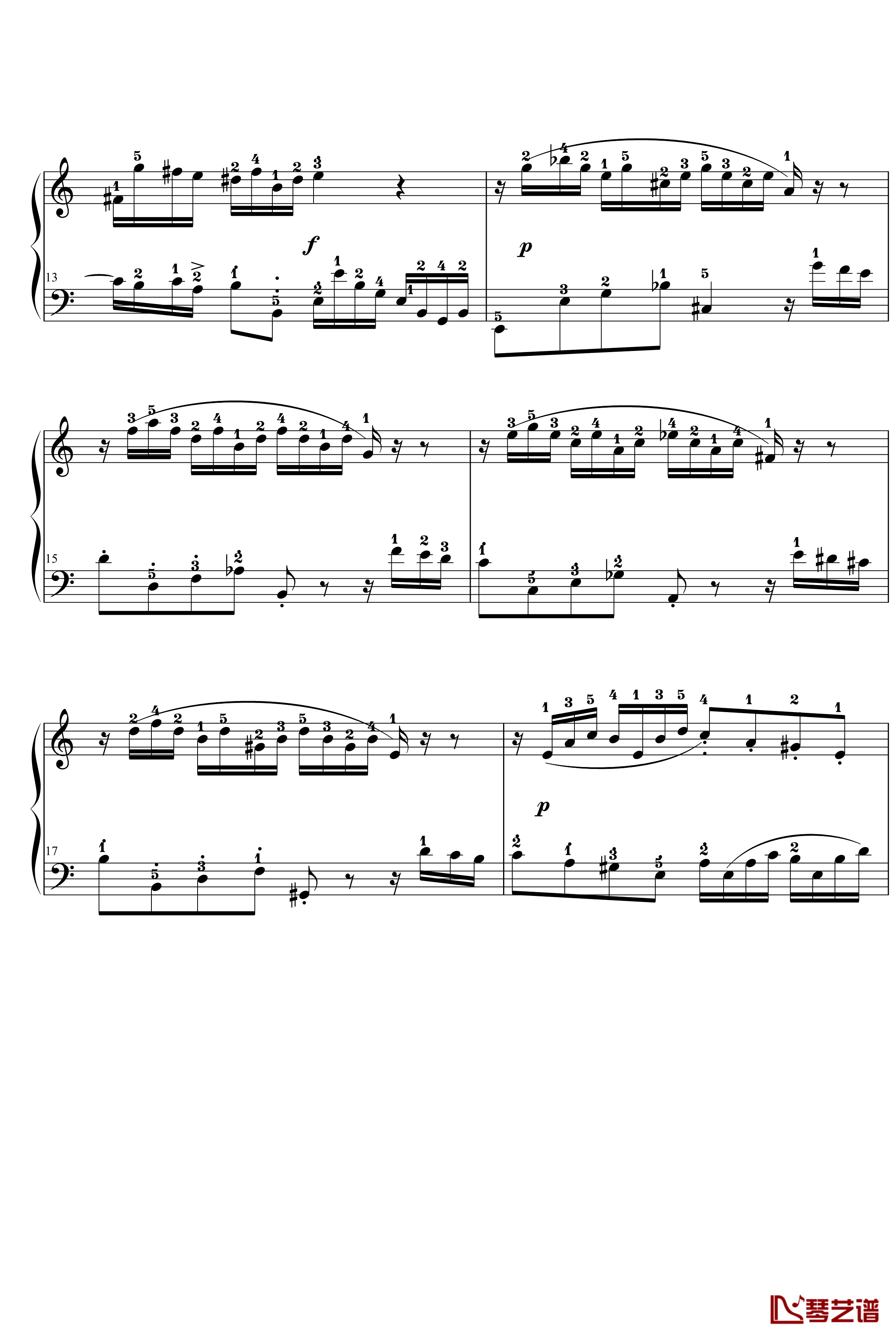 二部创意曲钢琴谱-No.13-巴赫-P.E.Bach3