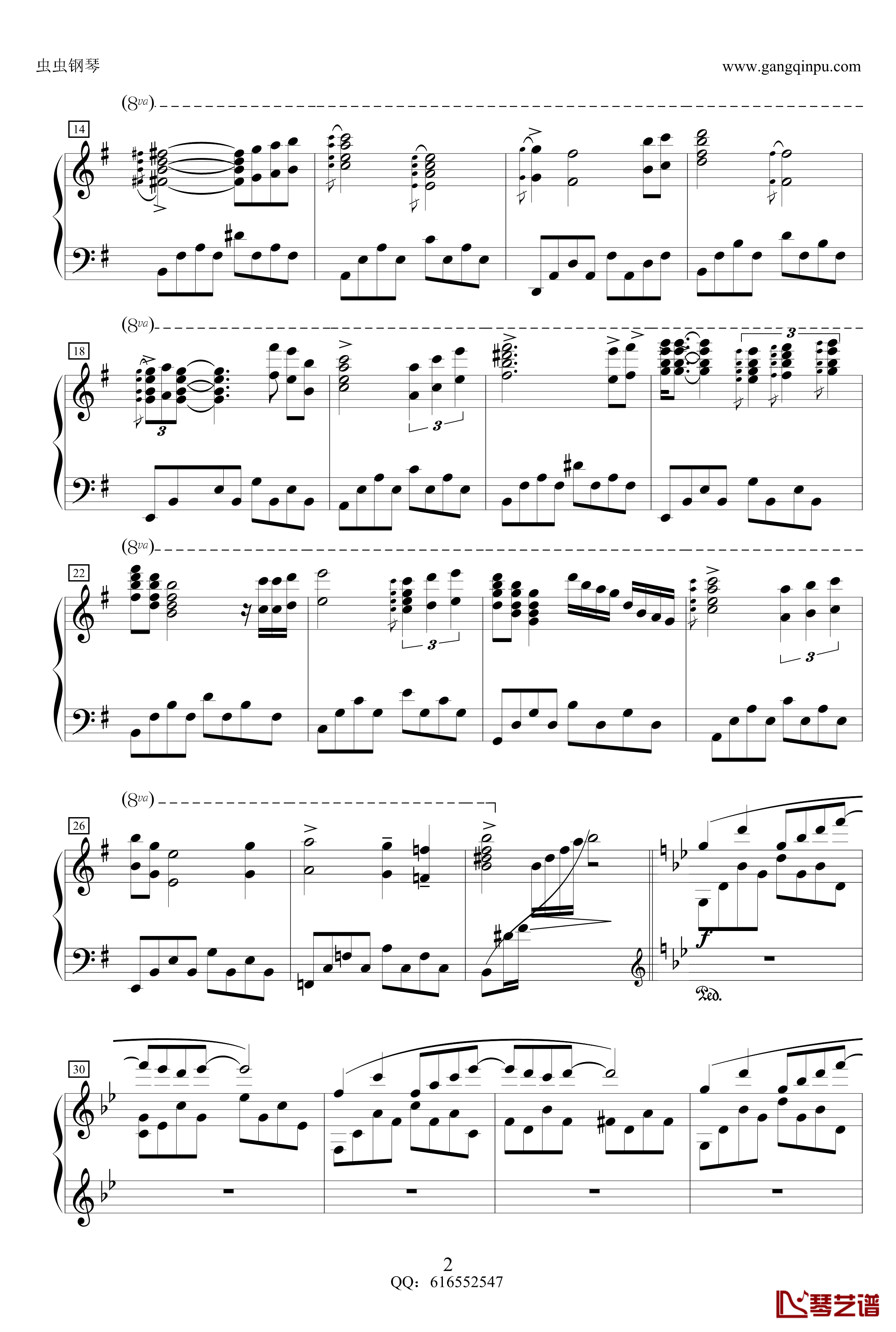 星空/星夜钢琴手-金龙鱼原声版161201钢琴谱-克莱德曼2