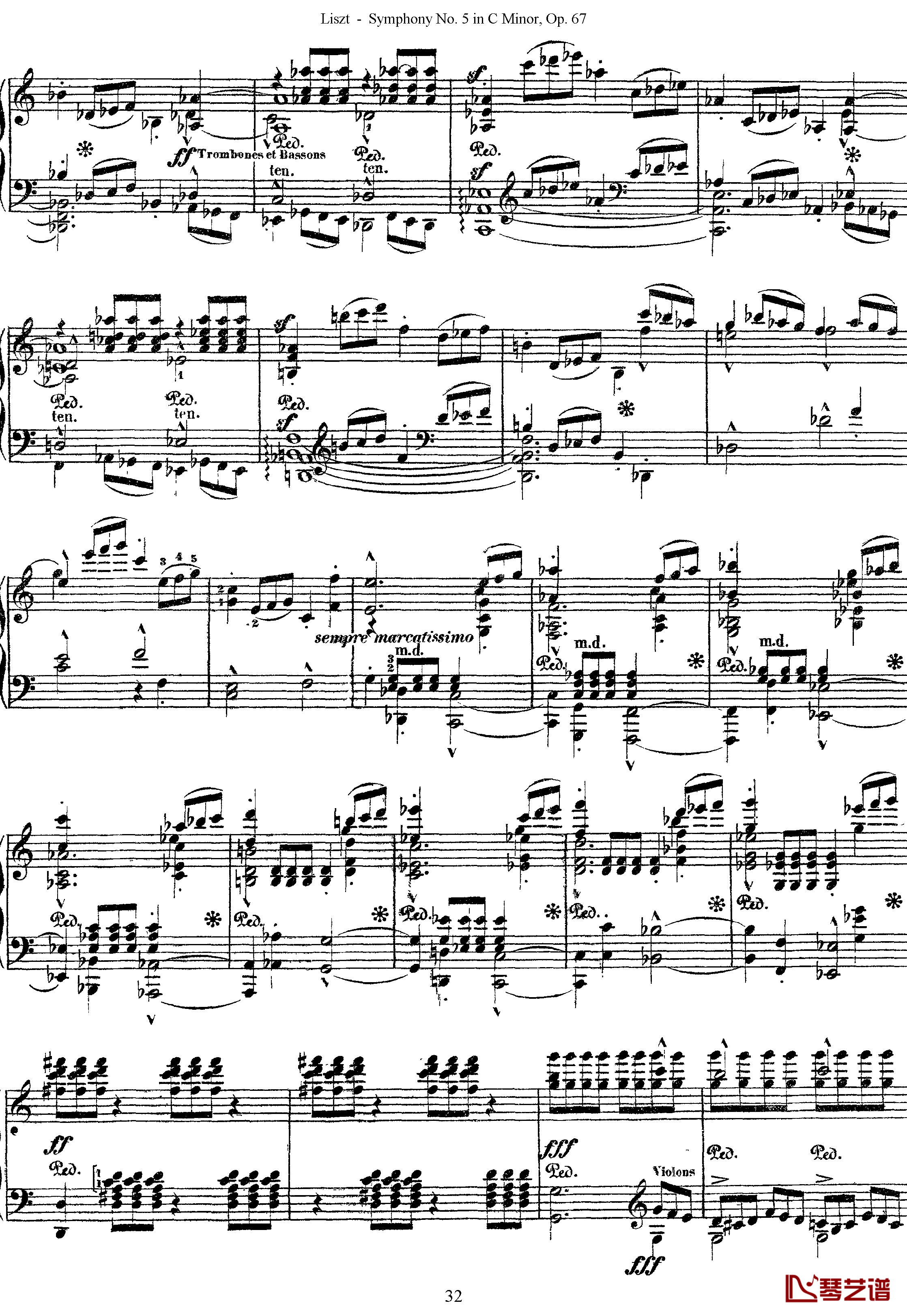 第五交响乐的钢琴曲钢琴谱-李斯特-李斯特改编自贝多芬32