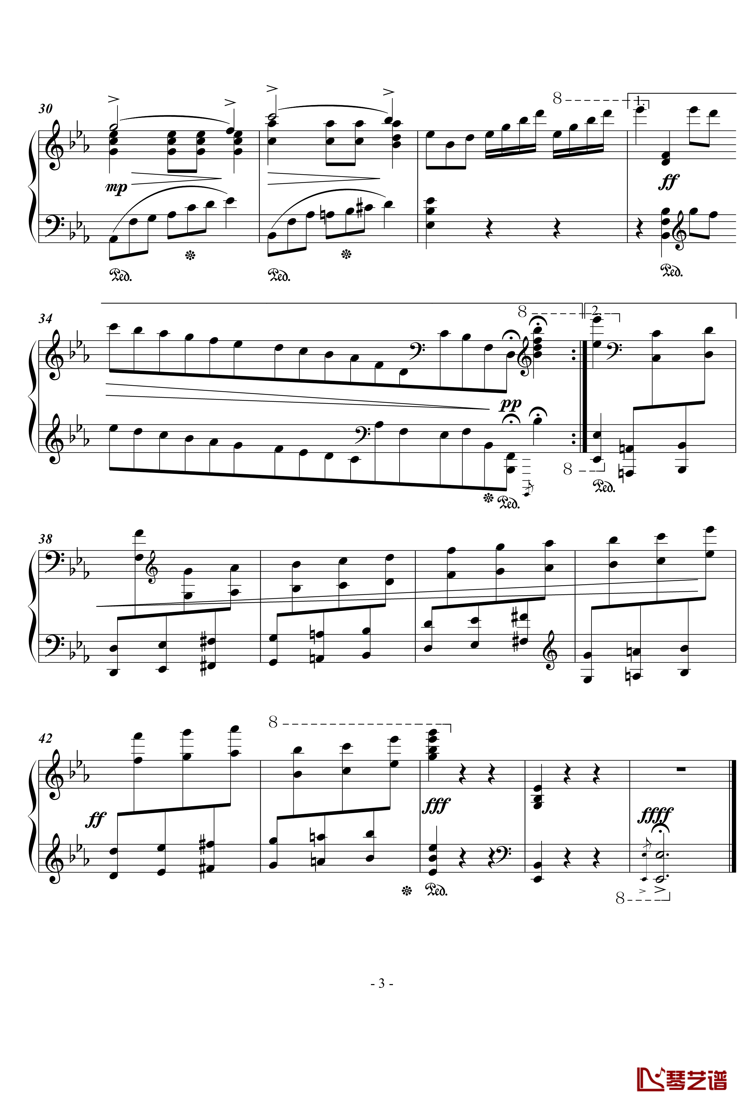 蓝色多瑙河钢琴谱-简化版-世界名曲3