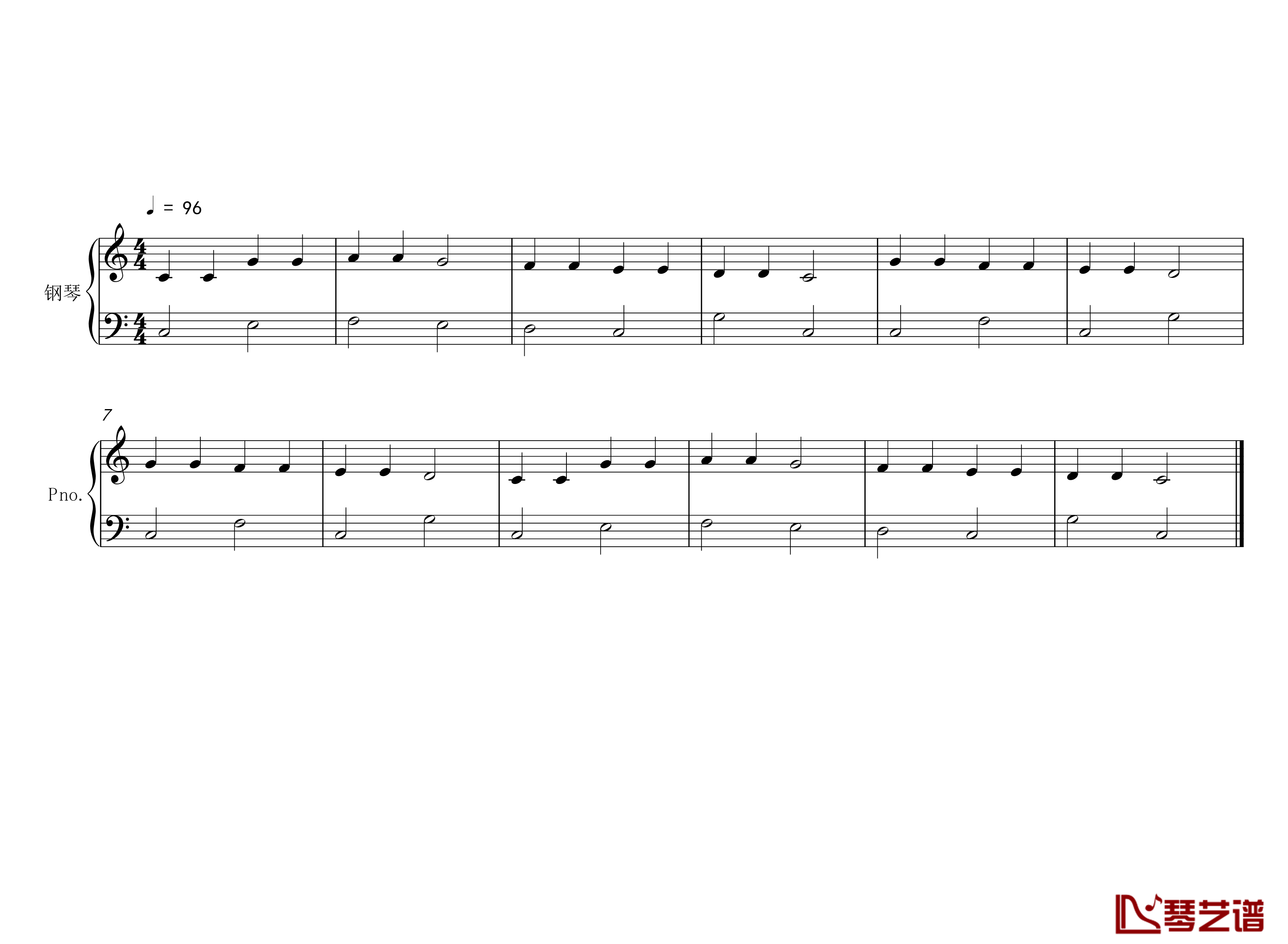 小星星钢琴谱-简易版-贝多芬-beethoven1