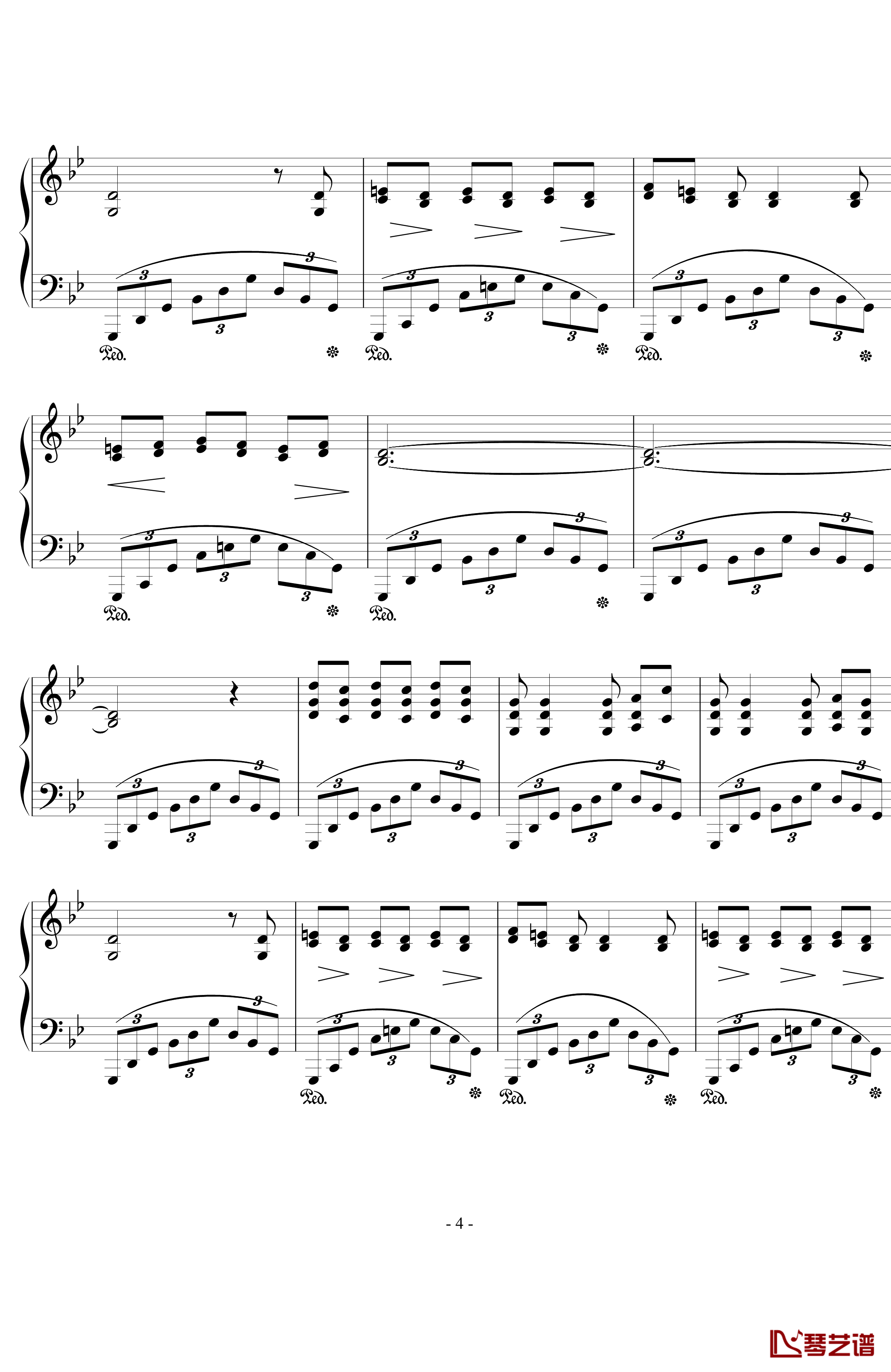 船歌钢琴谱-西贝柳斯Op.24  No.10-西贝柳斯4