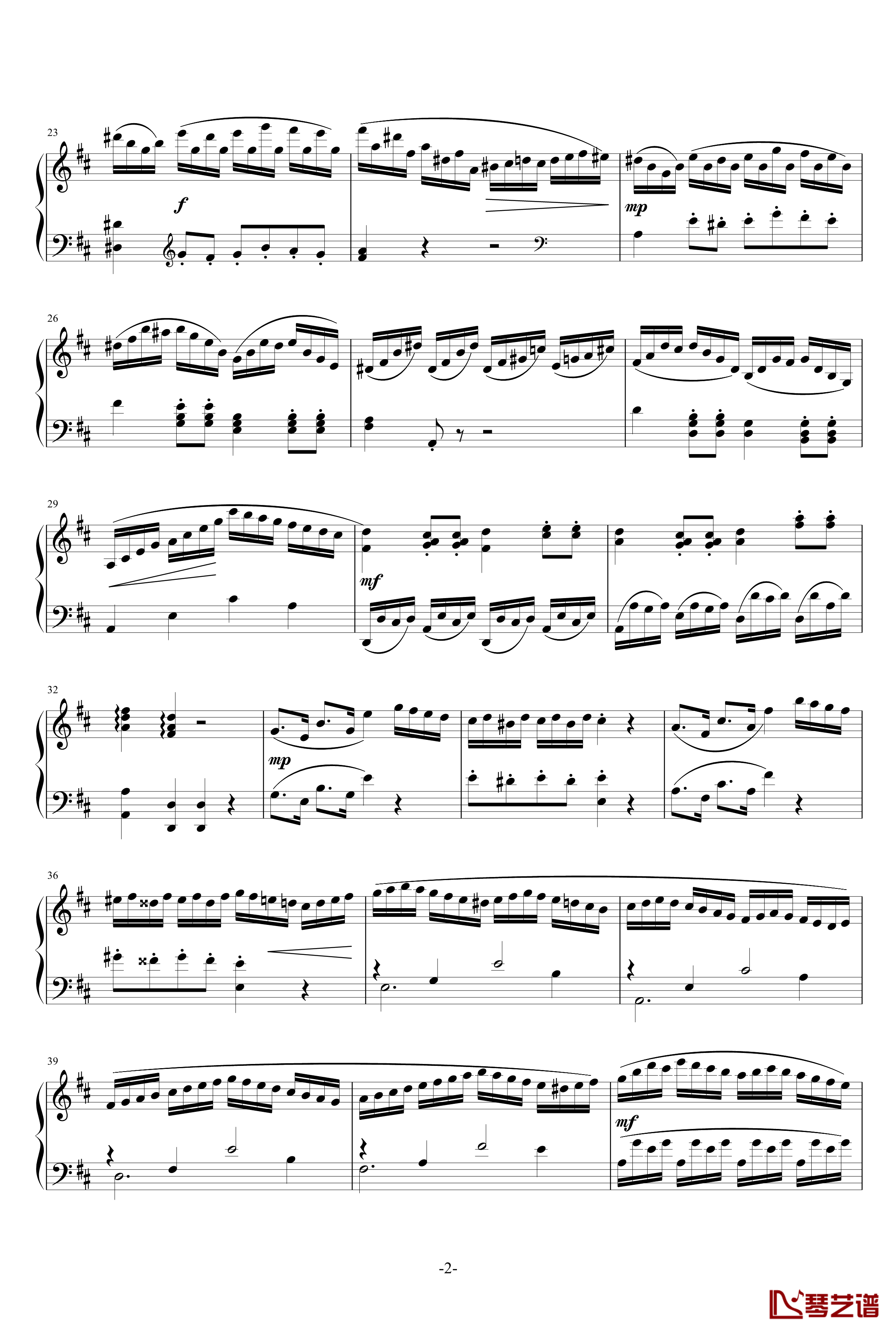D大调奏鸣曲钢琴谱-第一乐章-乐之琴2