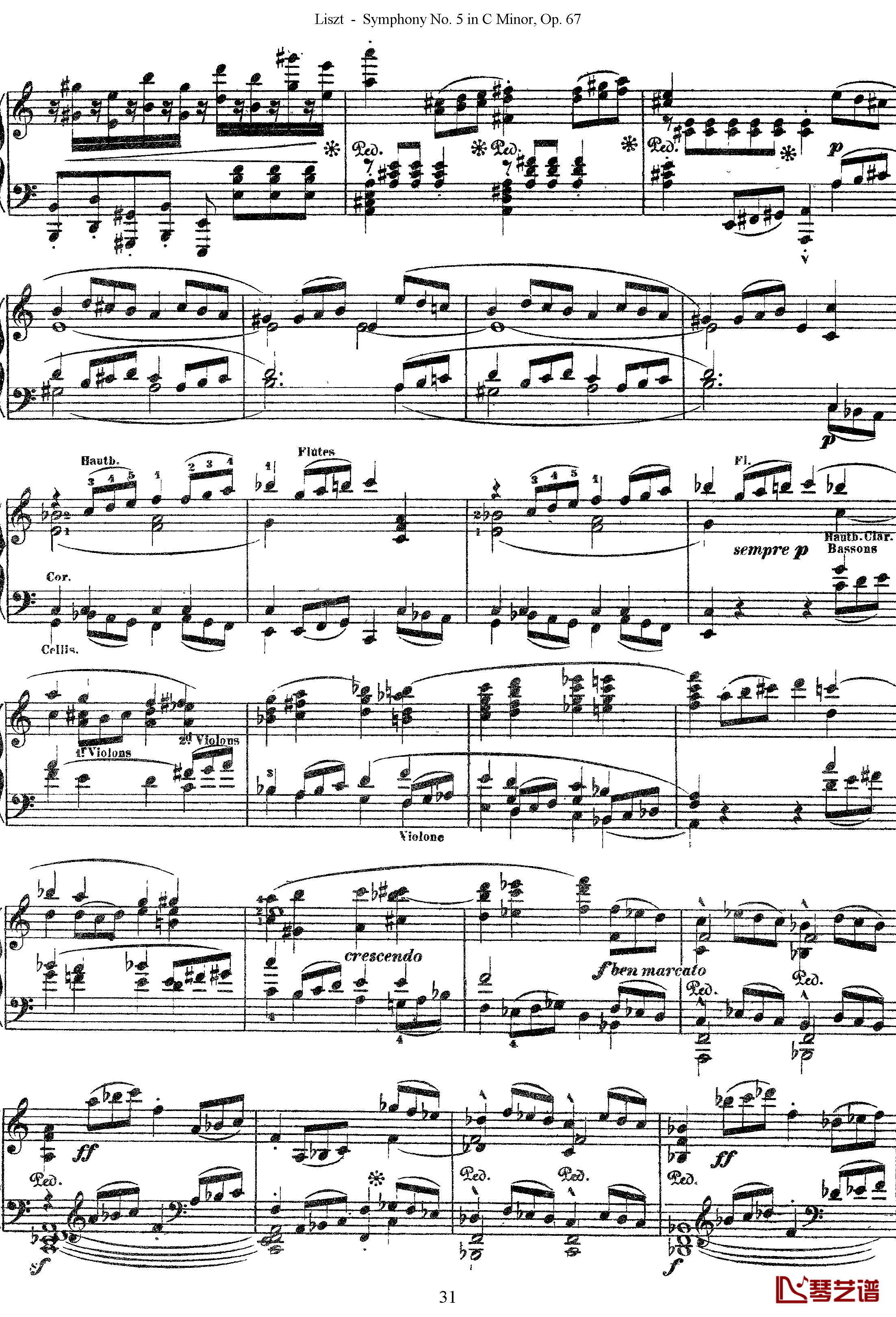 第五交响乐的钢琴曲钢琴谱-李斯特-李斯特改编自贝多芬31
