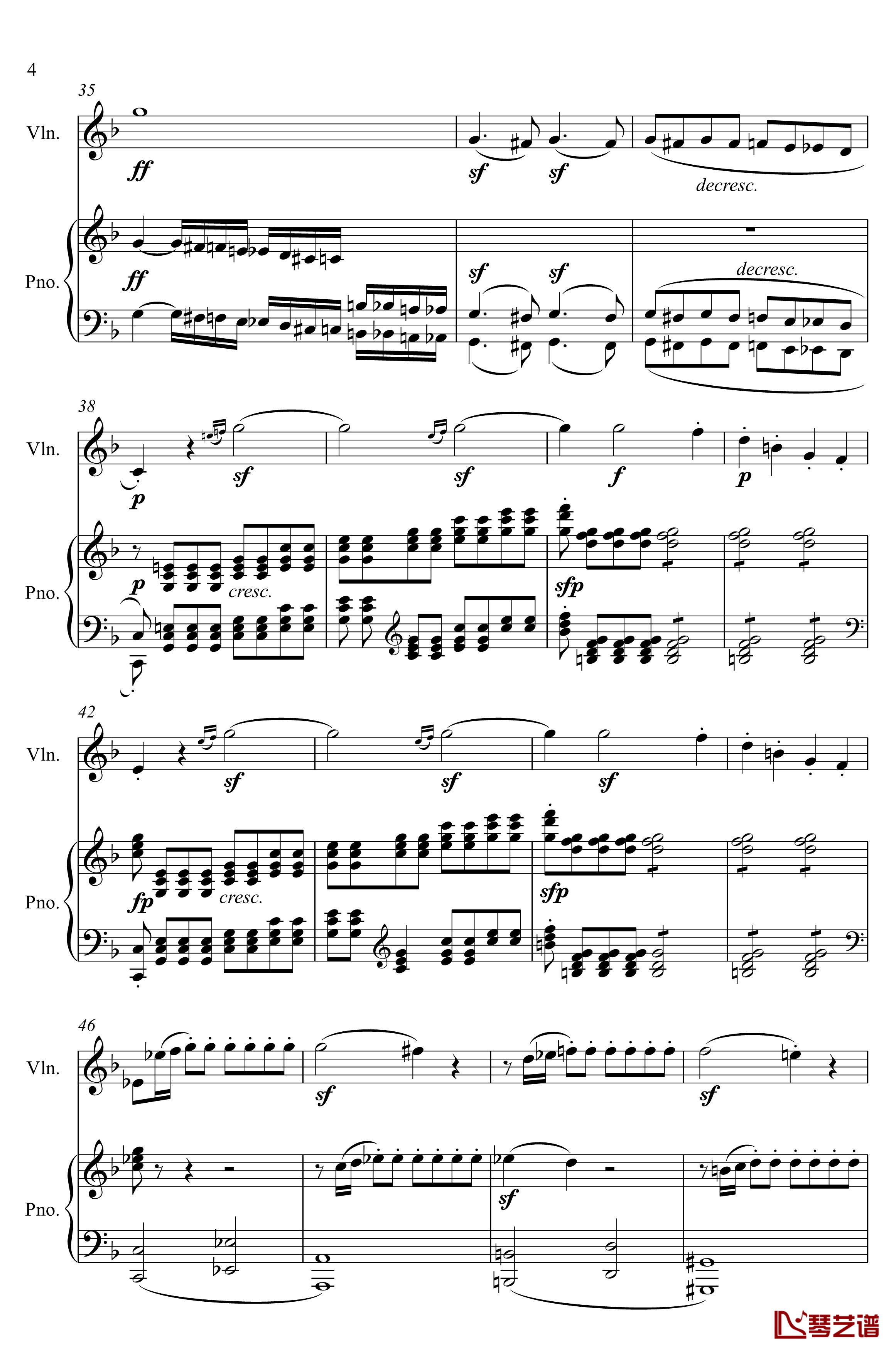 第5小提琴与钢琴奏鸣曲钢琴谱-第一乐章钢琴谱-贝多芬-beethoven4