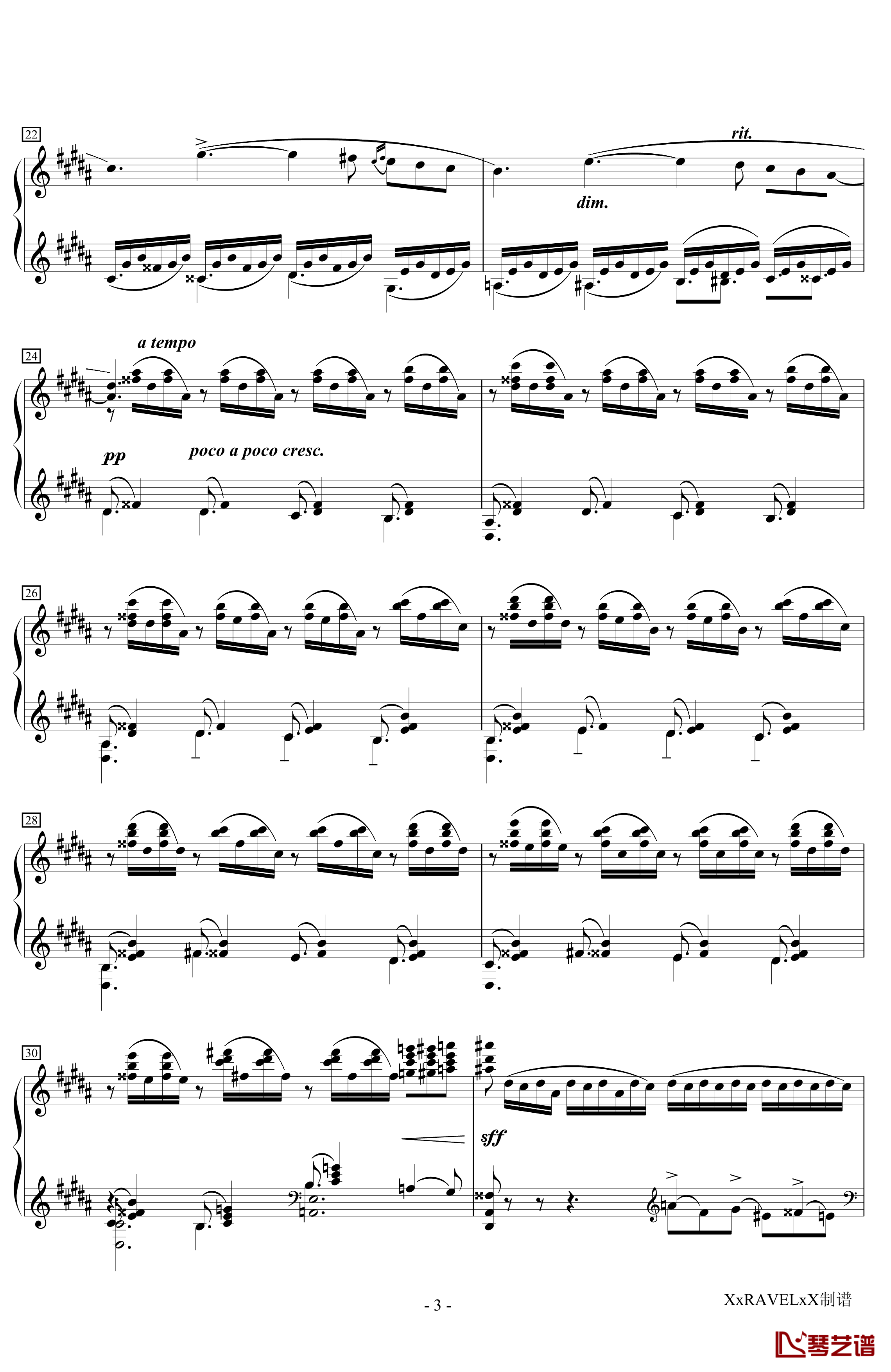 Op.32 No.12钢琴谱-拉赫马尼若夫-升g小调前奏曲3