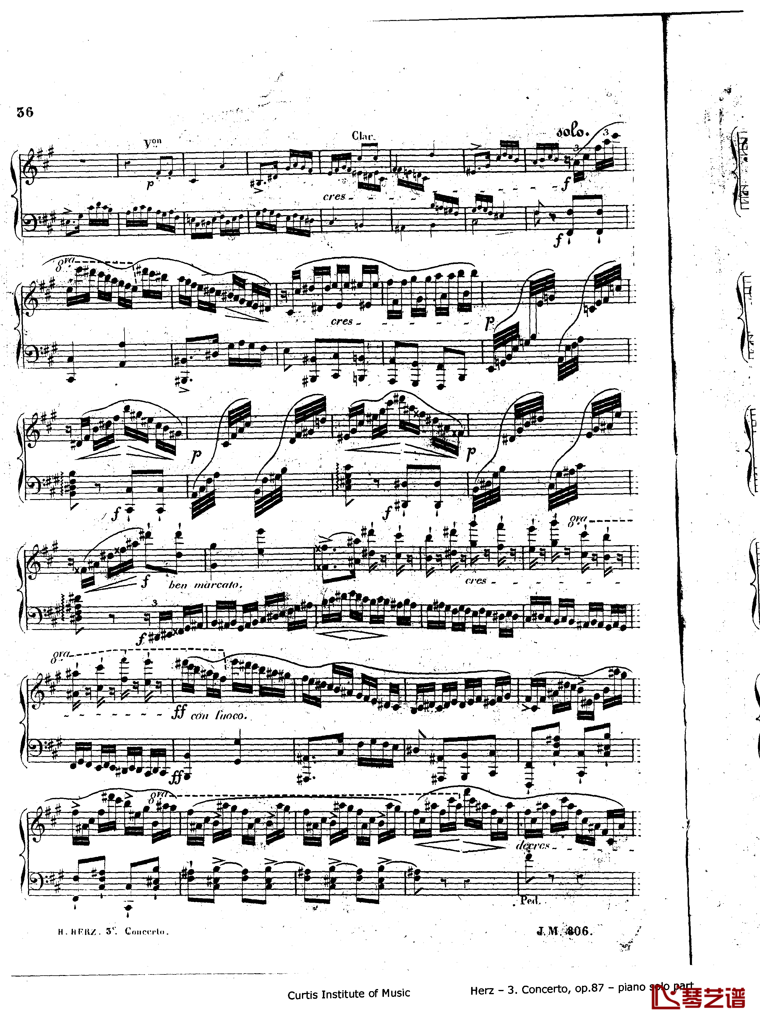 d小调第三钢琴协奏曲Op.87钢琴谱-赫尔兹36