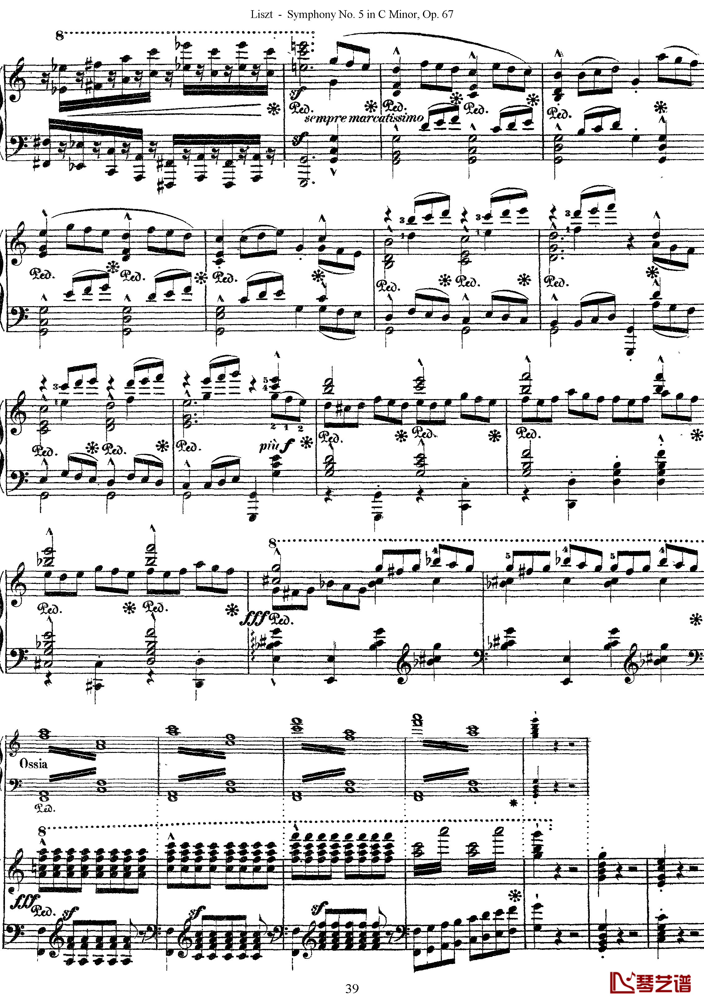 第五交响乐的钢琴曲钢琴谱-李斯特-李斯特改编自贝多芬39